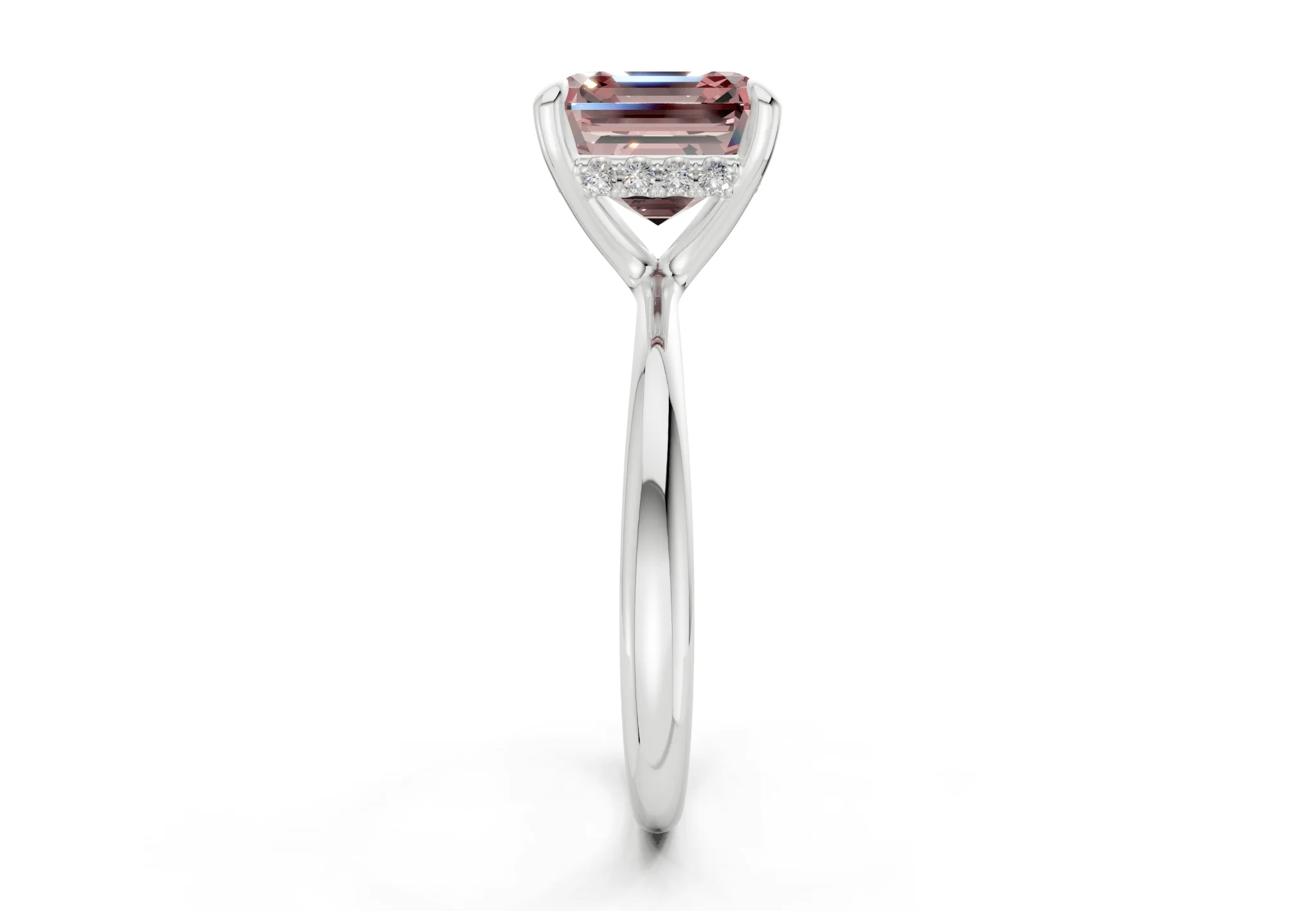 Marlowe Pink Diamond Solitaire Asscher Cut 1.6mm Engagement Ring - Image 9