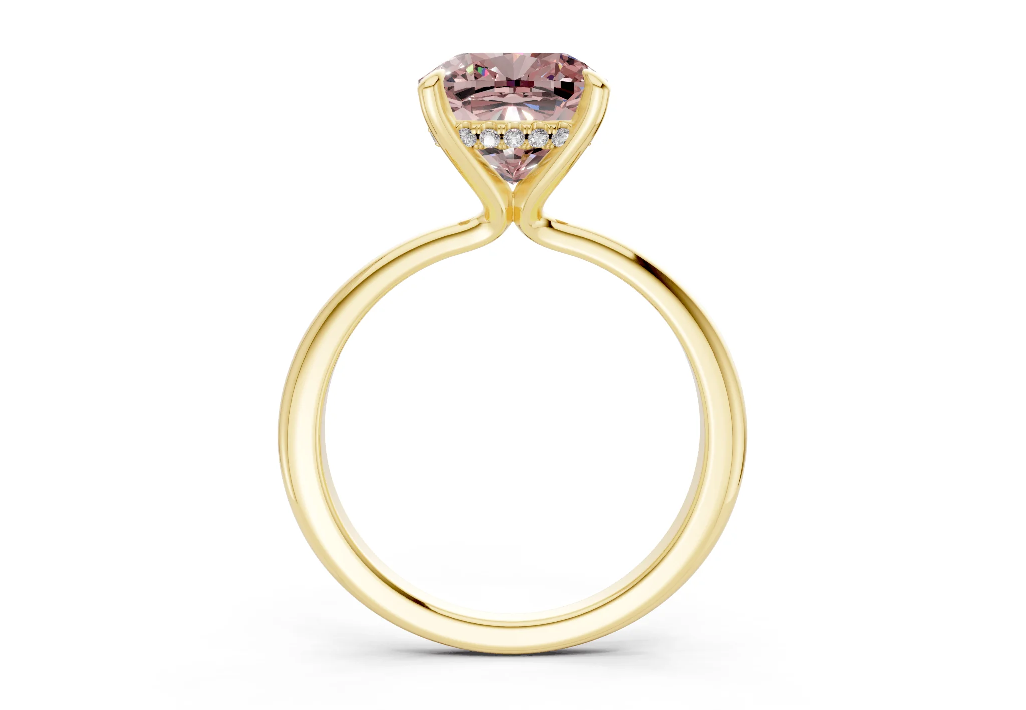 Marlowe Pink Diamond Solitaire Cushion Squareuare Cut 1.6mm Engagement Ring - Image 2