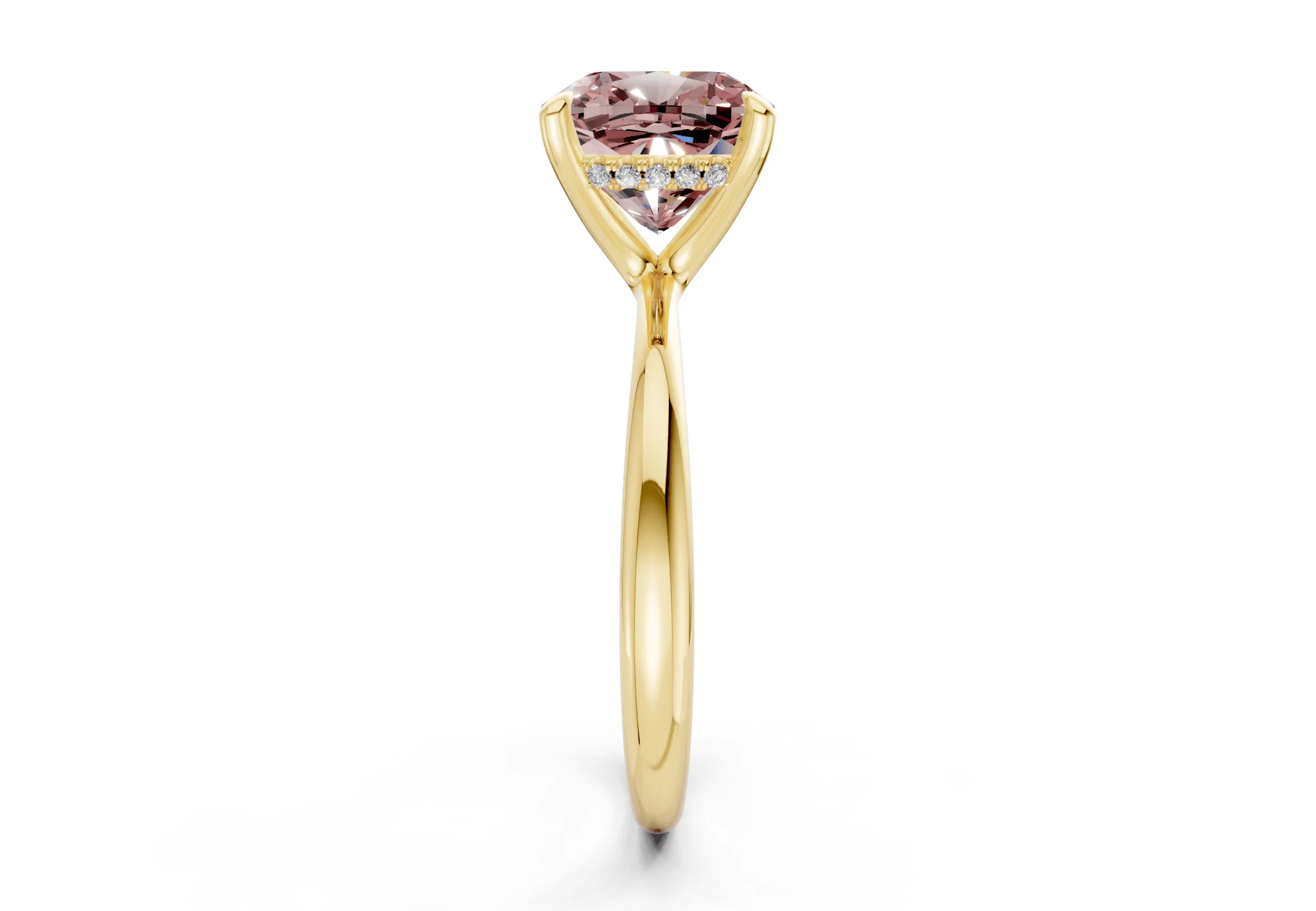 Marlowe Pink Diamond Solitaire Cushion Squareuare Cut 1.6mm Engagement Ring - Image 3