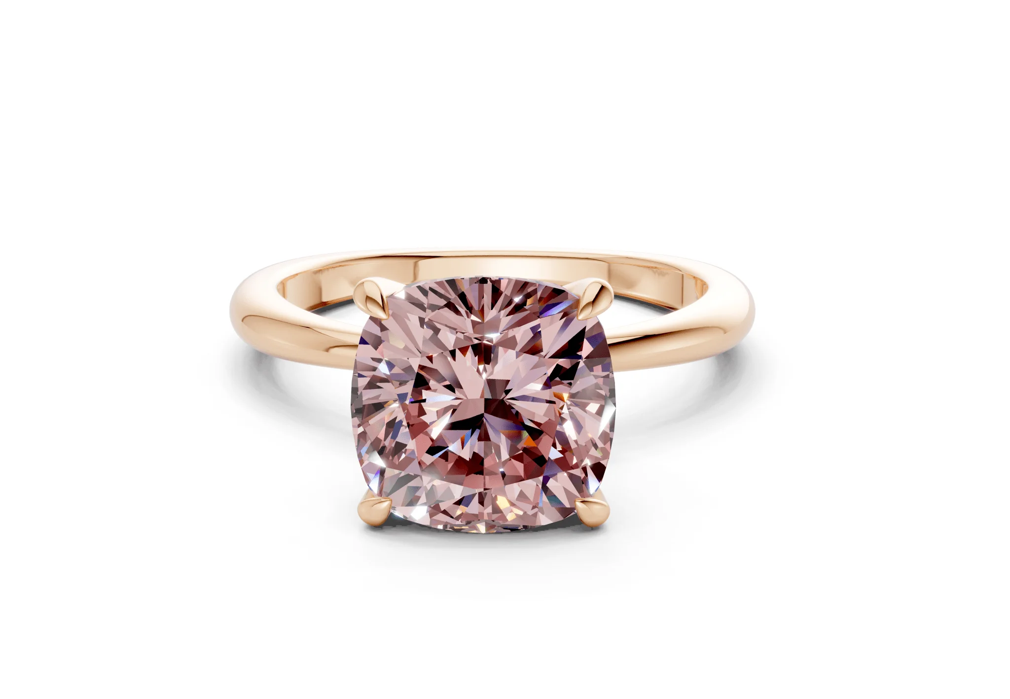 Marlowe Pink Diamond Solitaire Cushion Squareuare Cut 1.6mm Engagement Ring - Image 4