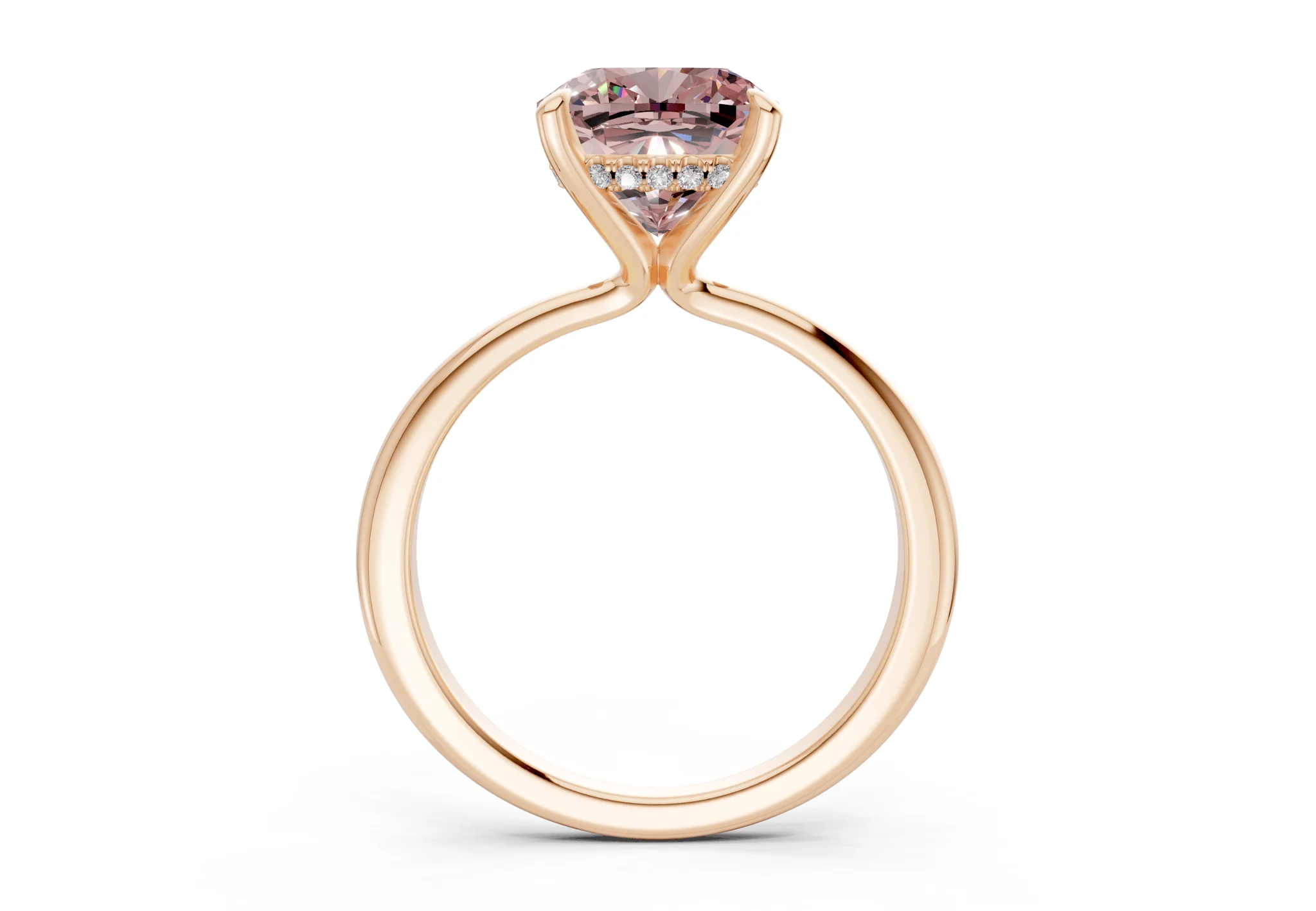 Marlowe Pink Diamond Solitaire Cushion Squareuare Cut 1.6mm Engagement Ring - Image 5