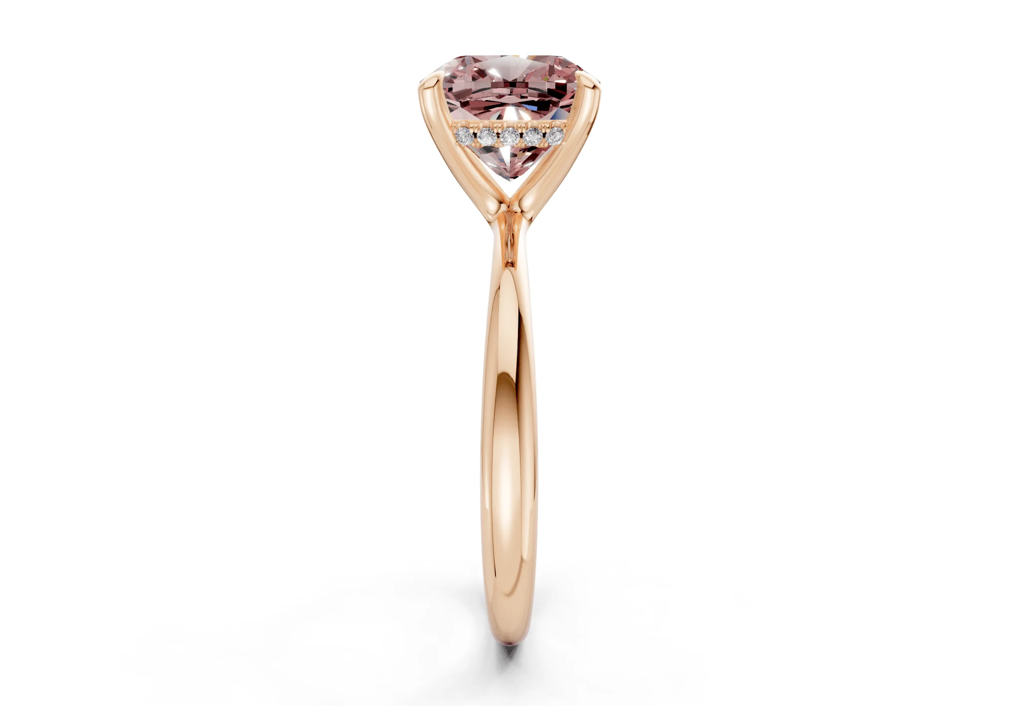 Marlowe Pink Diamond Solitaire Cushion Squareuare Cut 1.6mm Engagement Ring - Image 6