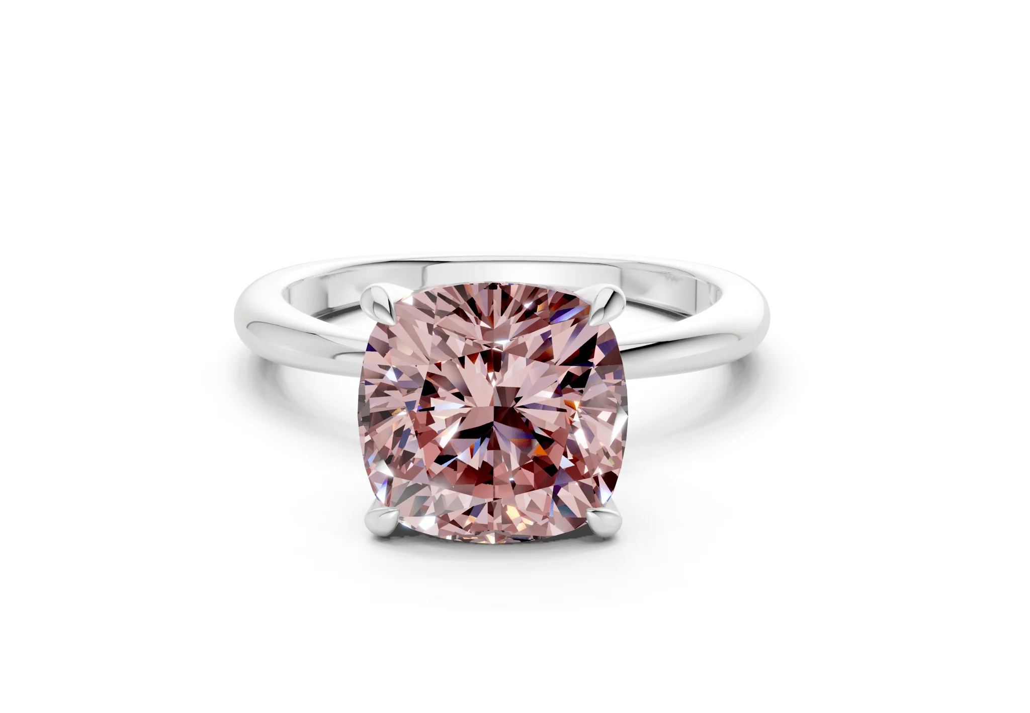 Marlowe Pink Diamond Solitaire Cushion Squareuare Cut 1.6mm Engagement Ring - Image 7