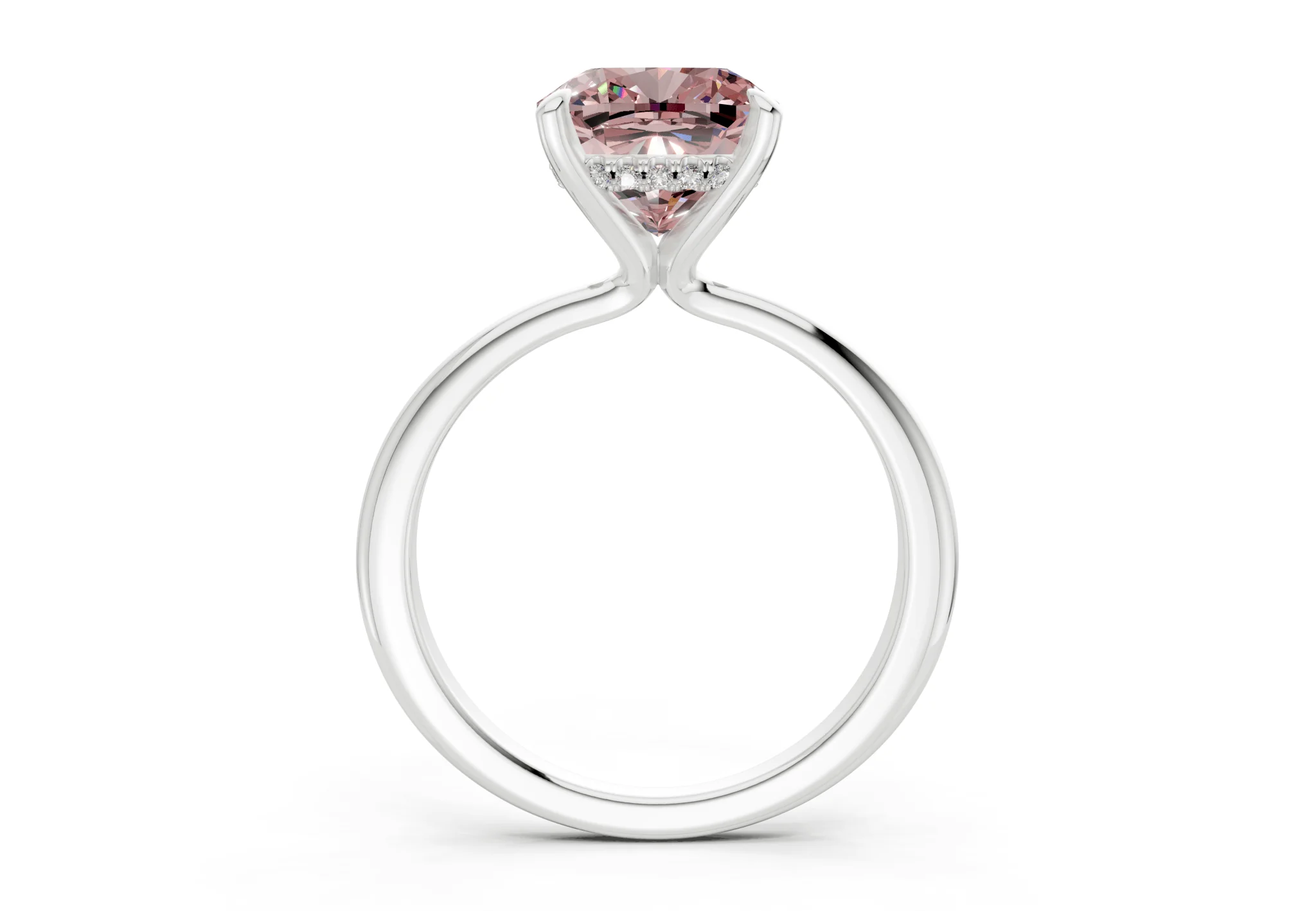 Marlowe Pink Diamond Solitaire Cushion Squareuare Cut 1.6mm Engagement Ring - Image 8