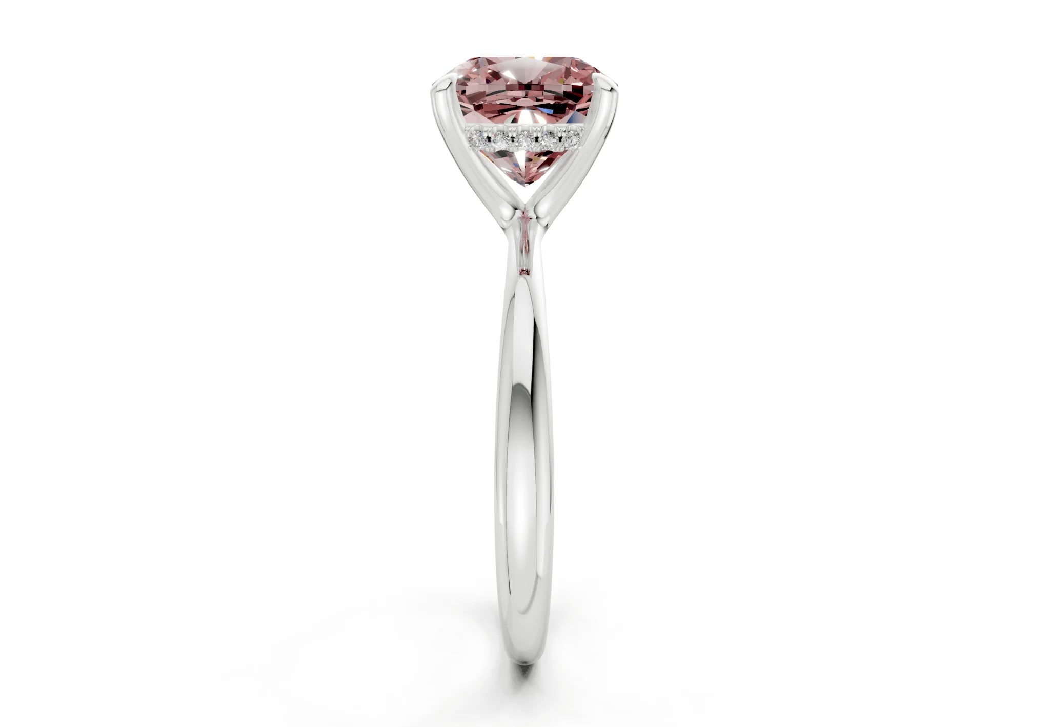 Marlowe Pink Diamond Solitaire Cushion Squareuare Cut 1.6mm Engagement Ring - Image 9