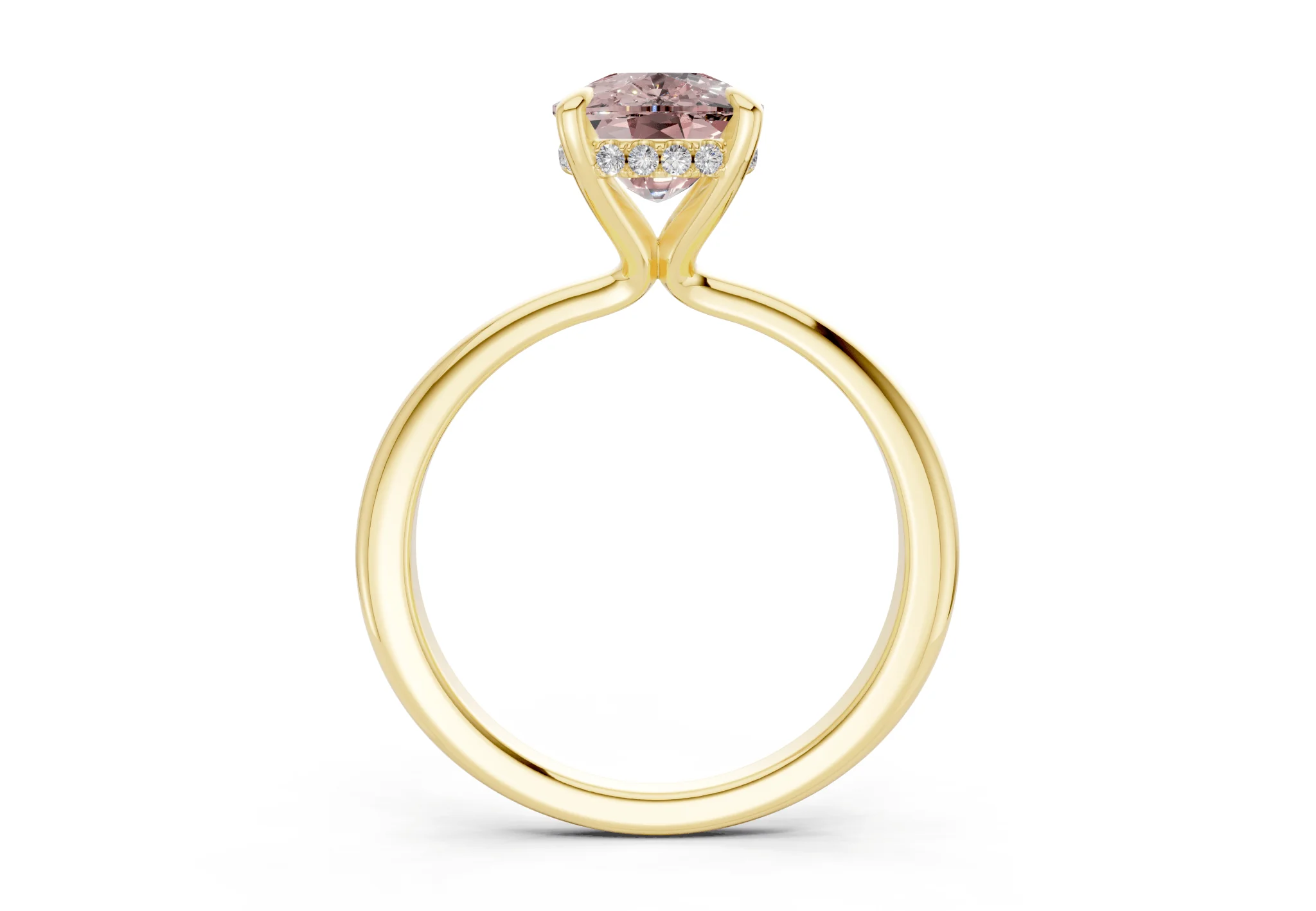 Marlowe Pink Diamond Solitaire Elongated Cushion Cut 1.6mm Engagement Ring - Image 2