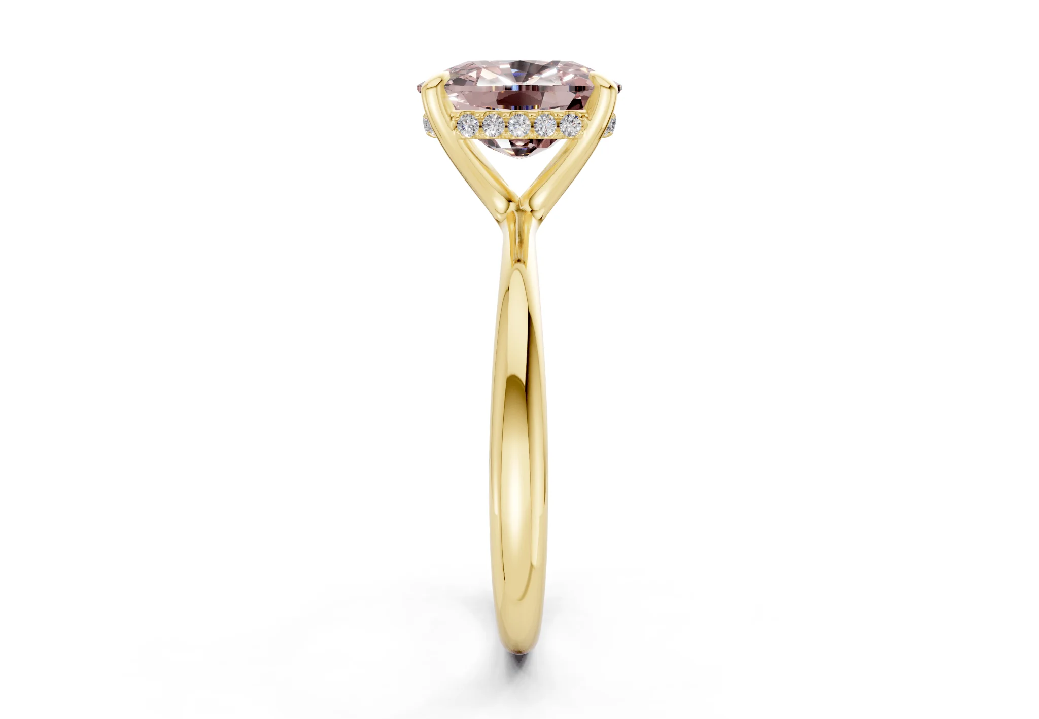 Marlowe Pink Diamond Solitaire Elongated Cushion Cut 1.6mm Engagement Ring - Image 3