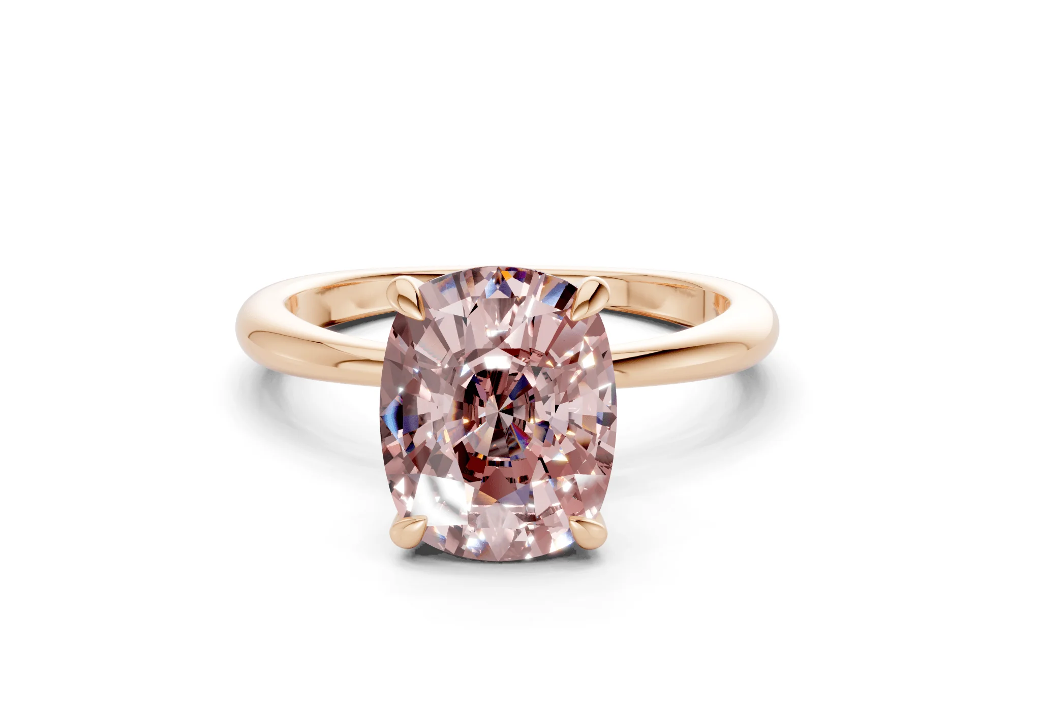 Marlowe Pink Diamond Solitaire Elongated Cushion Cut 1.6mm Engagement Ring - Image 4