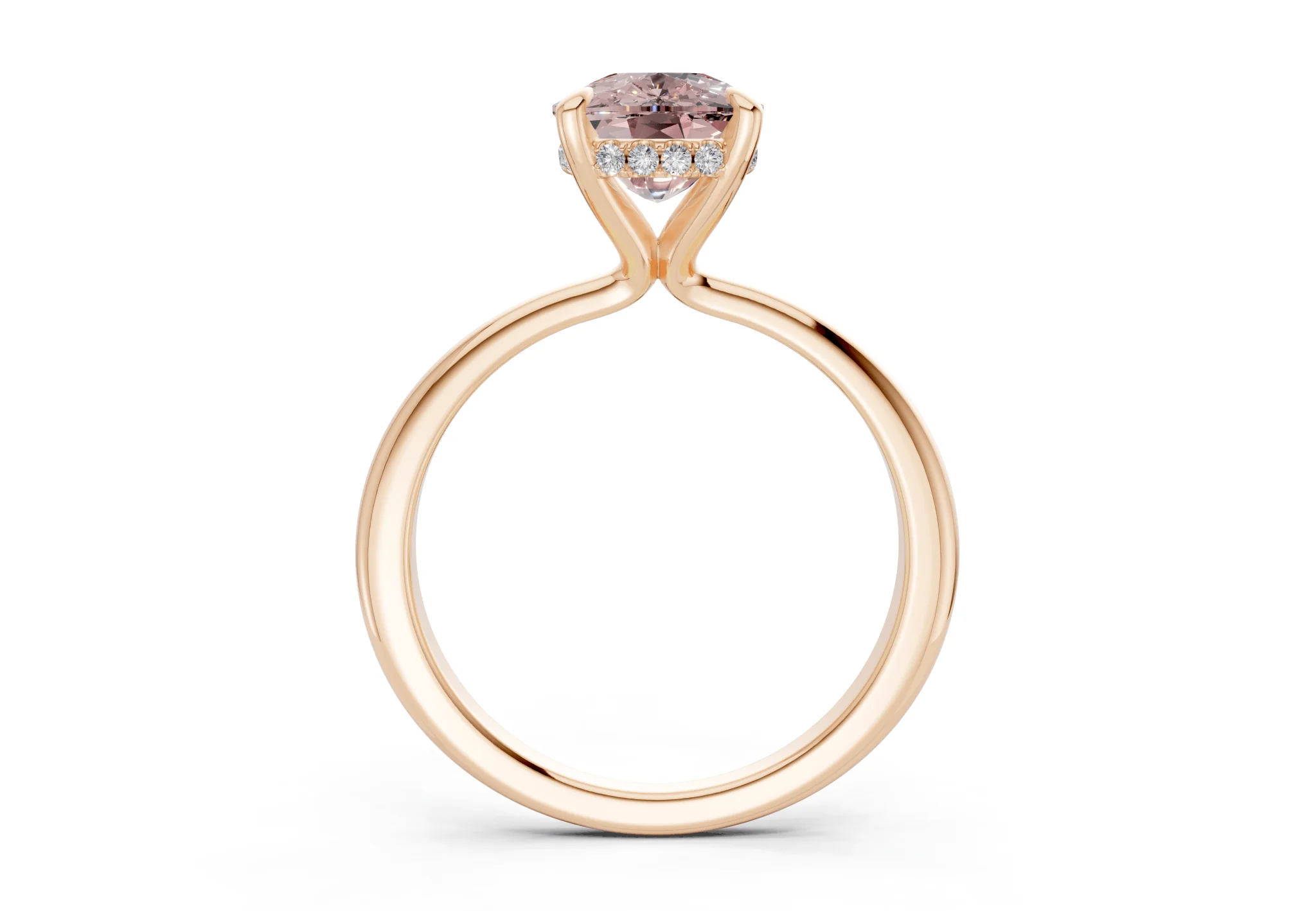 Marlowe Pink Diamond Solitaire Elongated Cushion Cut 1.6mm Engagement Ring - Image 5