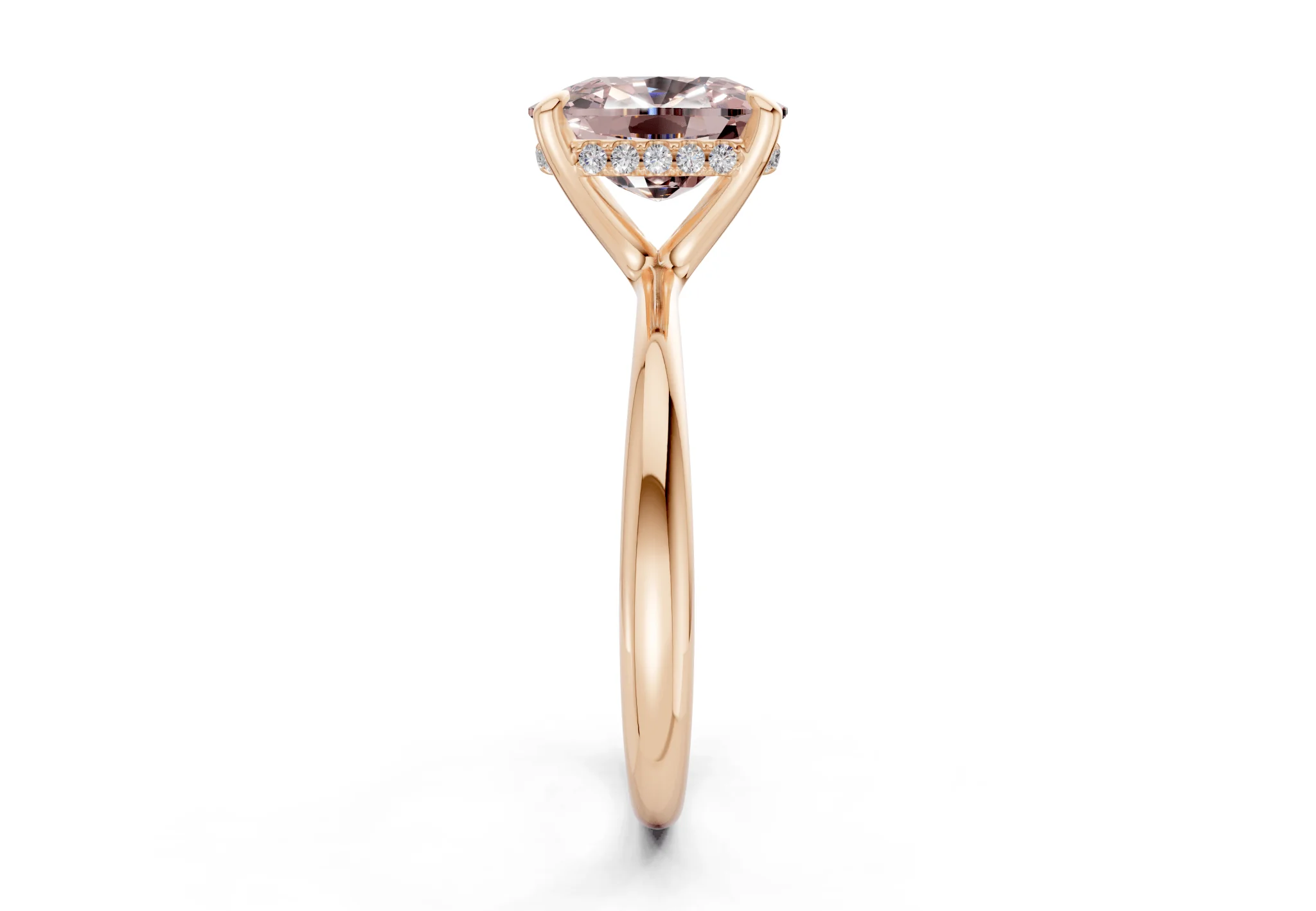 Marlowe Pink Diamond Solitaire Elongated Cushion Cut 1.6mm Engagement Ring - Image 6