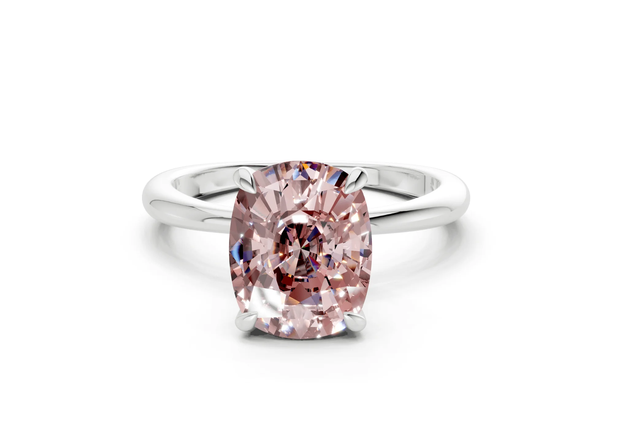 Marlowe Pink Diamond Solitaire Elongated Cushion Cut 1.6mm Engagement Ring - Image 7