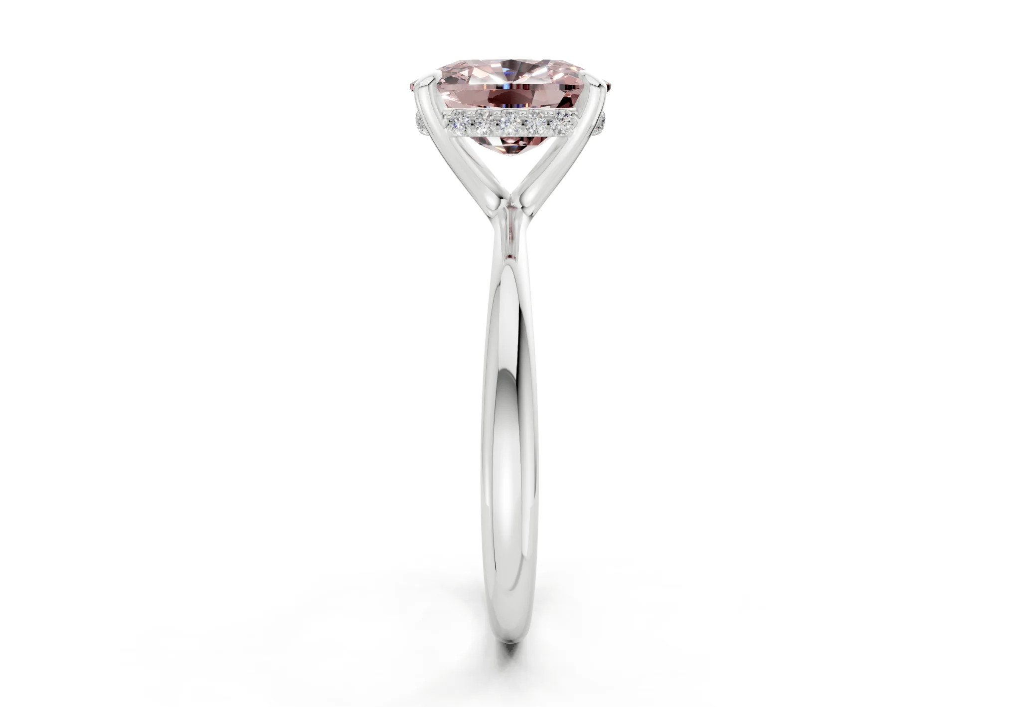 Marlowe Pink Diamond Solitaire Elongated Cushion Cut 1.6mm Engagement Ring - Image 9