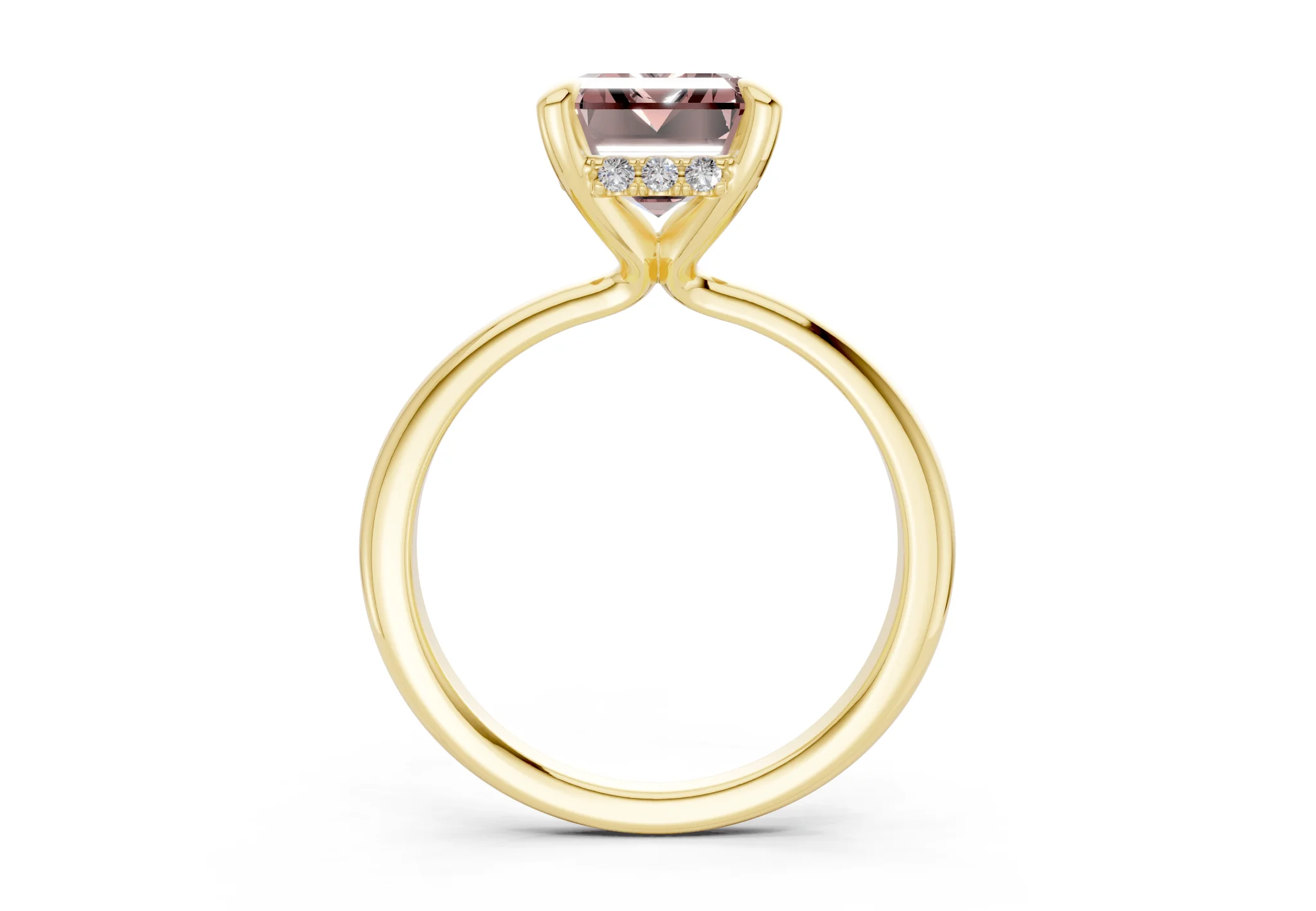 Marlowe Pink Diamond Solitaire Emerald Cut 1.6mm Engagement Ring - Image 2