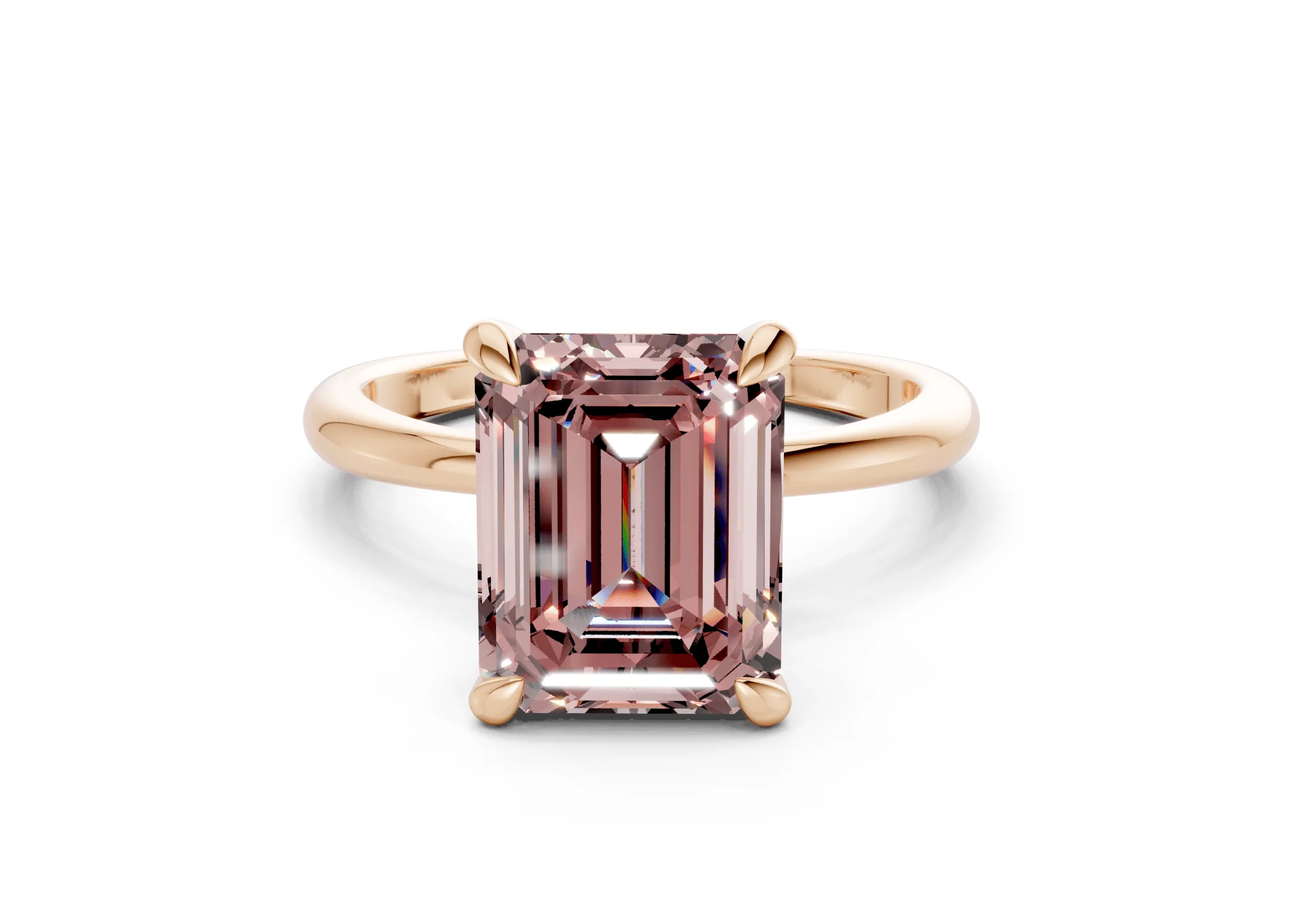 Marlowe Pink Diamond Solitaire Emerald Cut 1.6mm Engagement Ring - Image 4