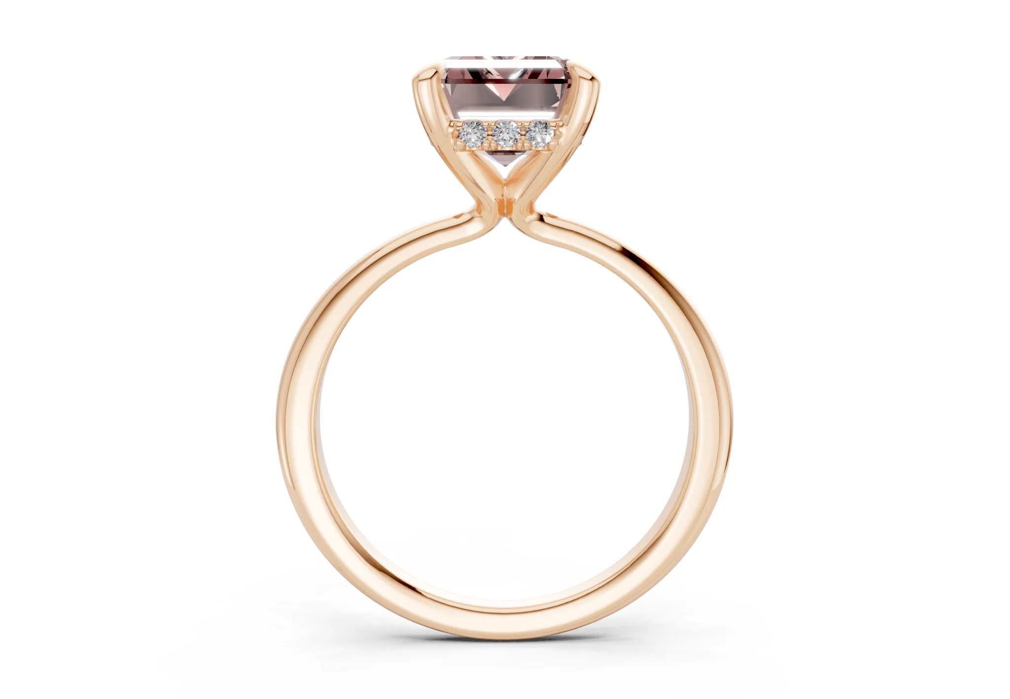 Marlowe Pink Diamond Solitaire Emerald Cut 1.6mm Engagement Ring - Image 5
