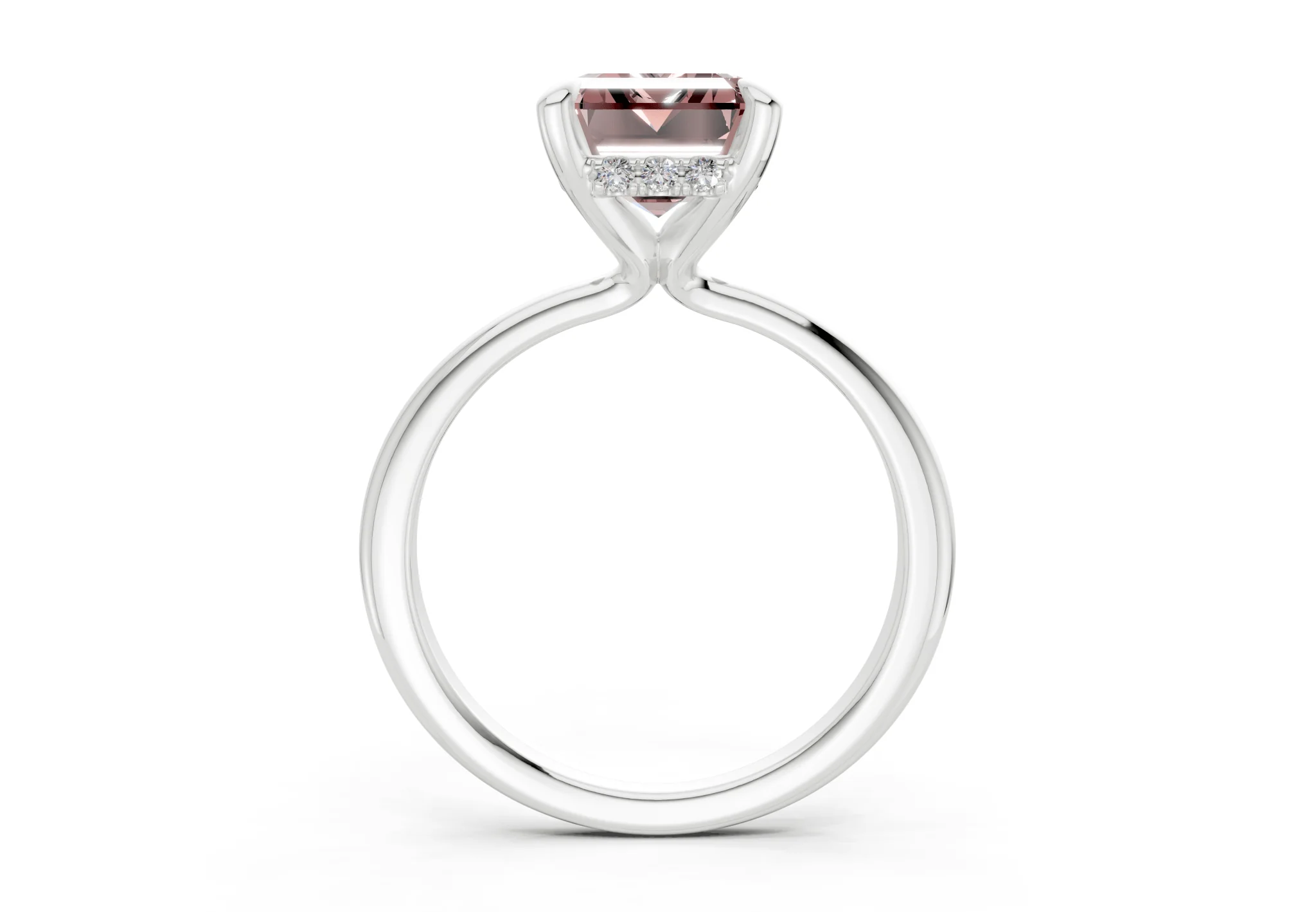 Marlowe Pink Diamond Solitaire Emerald Cut 1.6mm Engagement Ring - Image 8