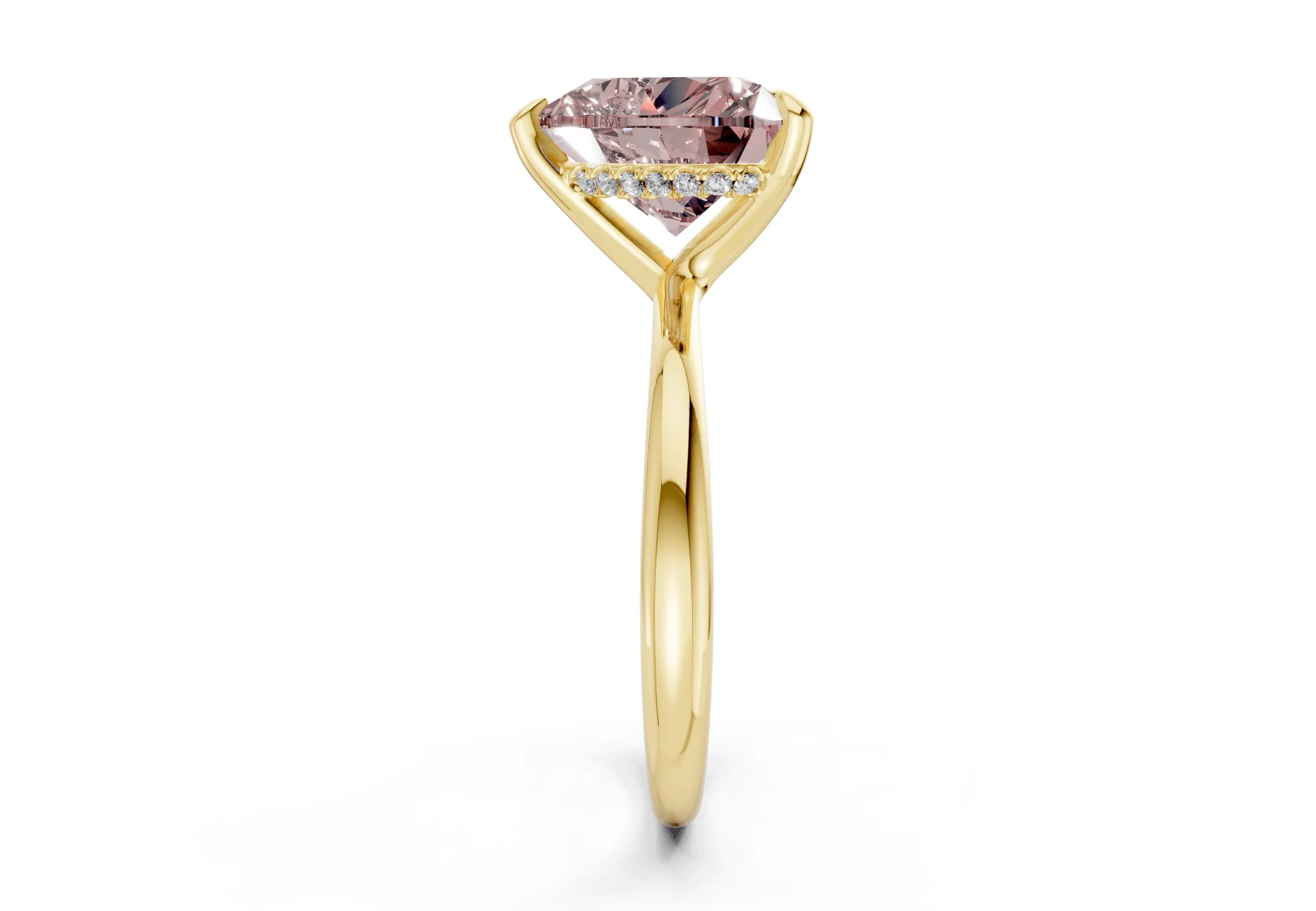 Marlowe Pink Diamond Solitaire Heart Cut 1.6mm Engagement Ring - Image 3