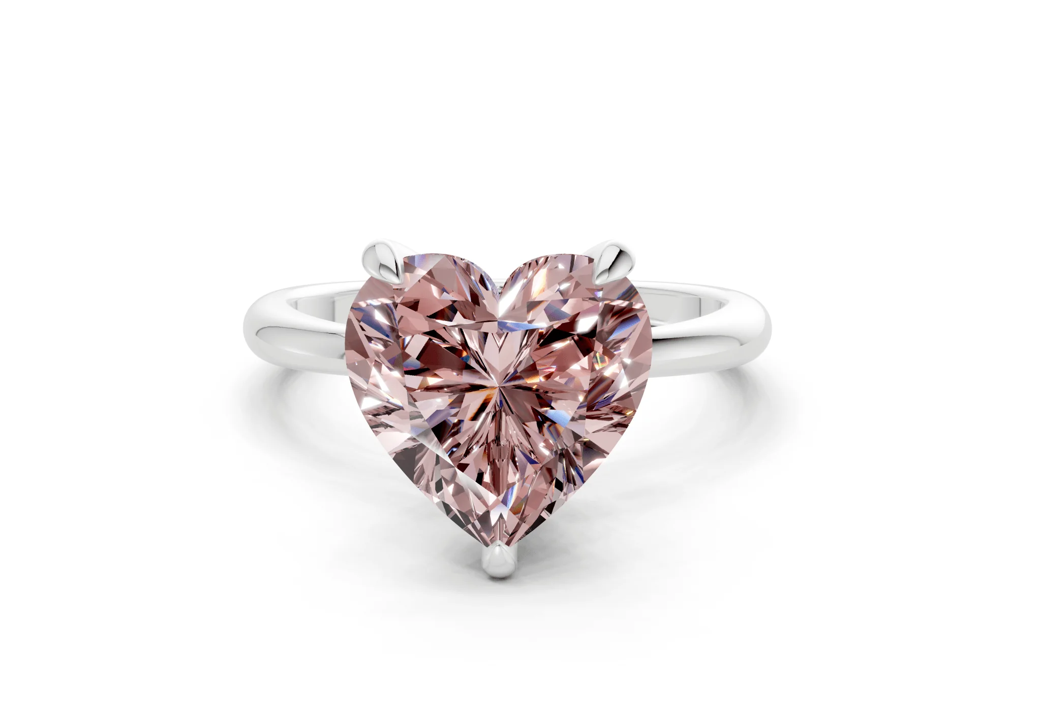Marlowe Pink Diamond Solitaire Heart Cut 1.6mm Engagement Ring - Image 7
