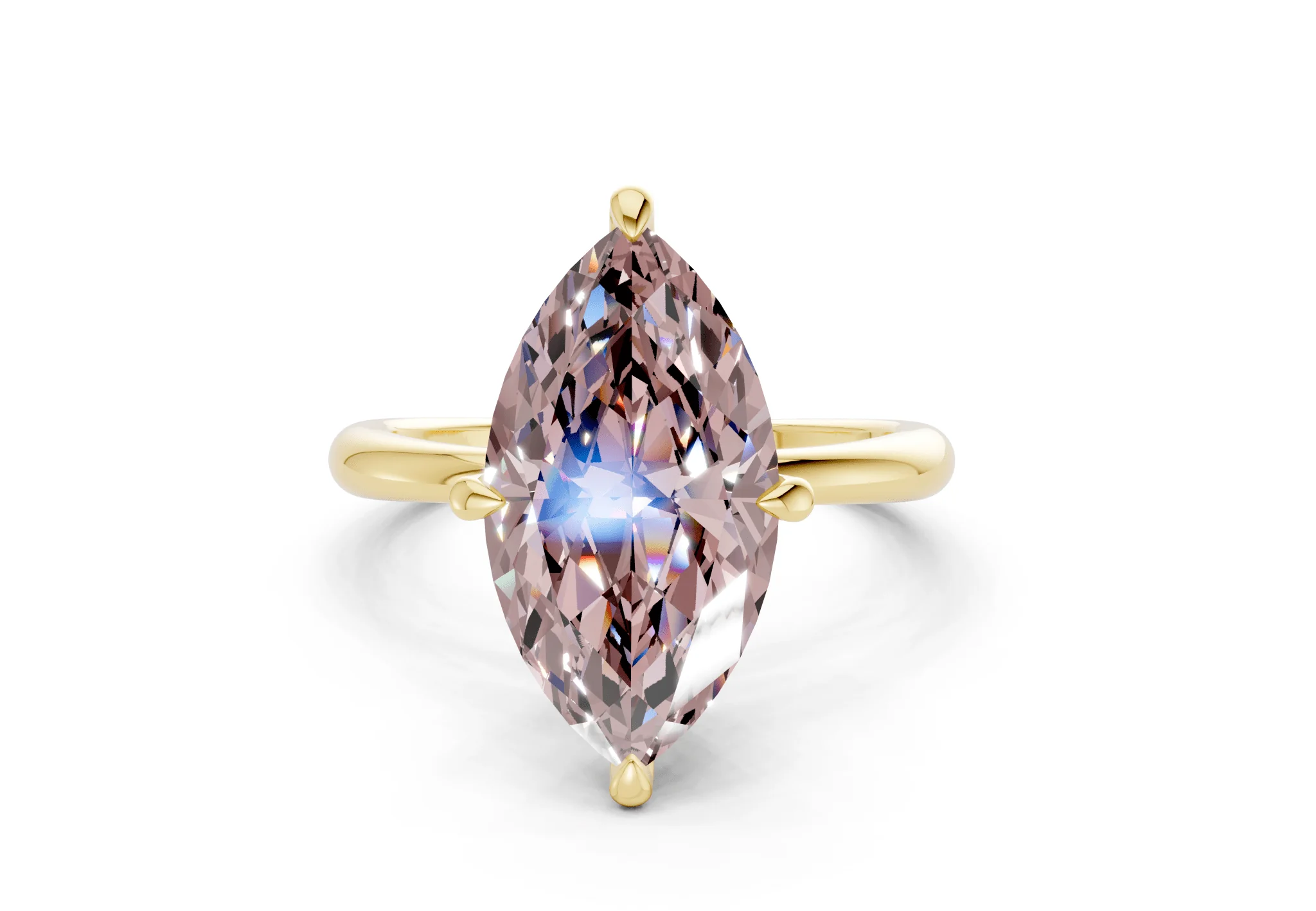Marlowe Pink Diamond Solitaire Marquise Cut 1.6mm Engagement Ring