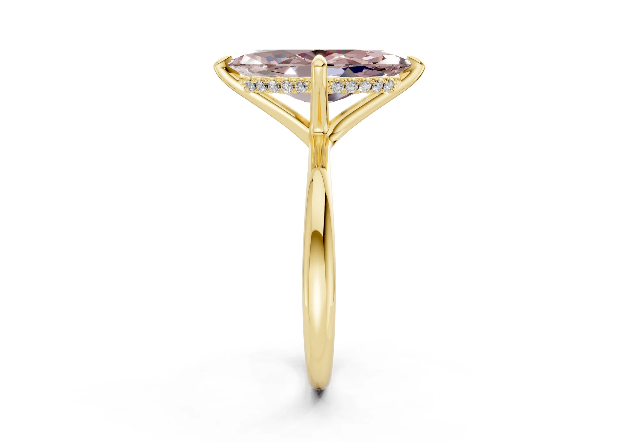 Marlowe Pink Diamond Solitaire Marquise Cut 1.6mm Engagement Ring - Image 3