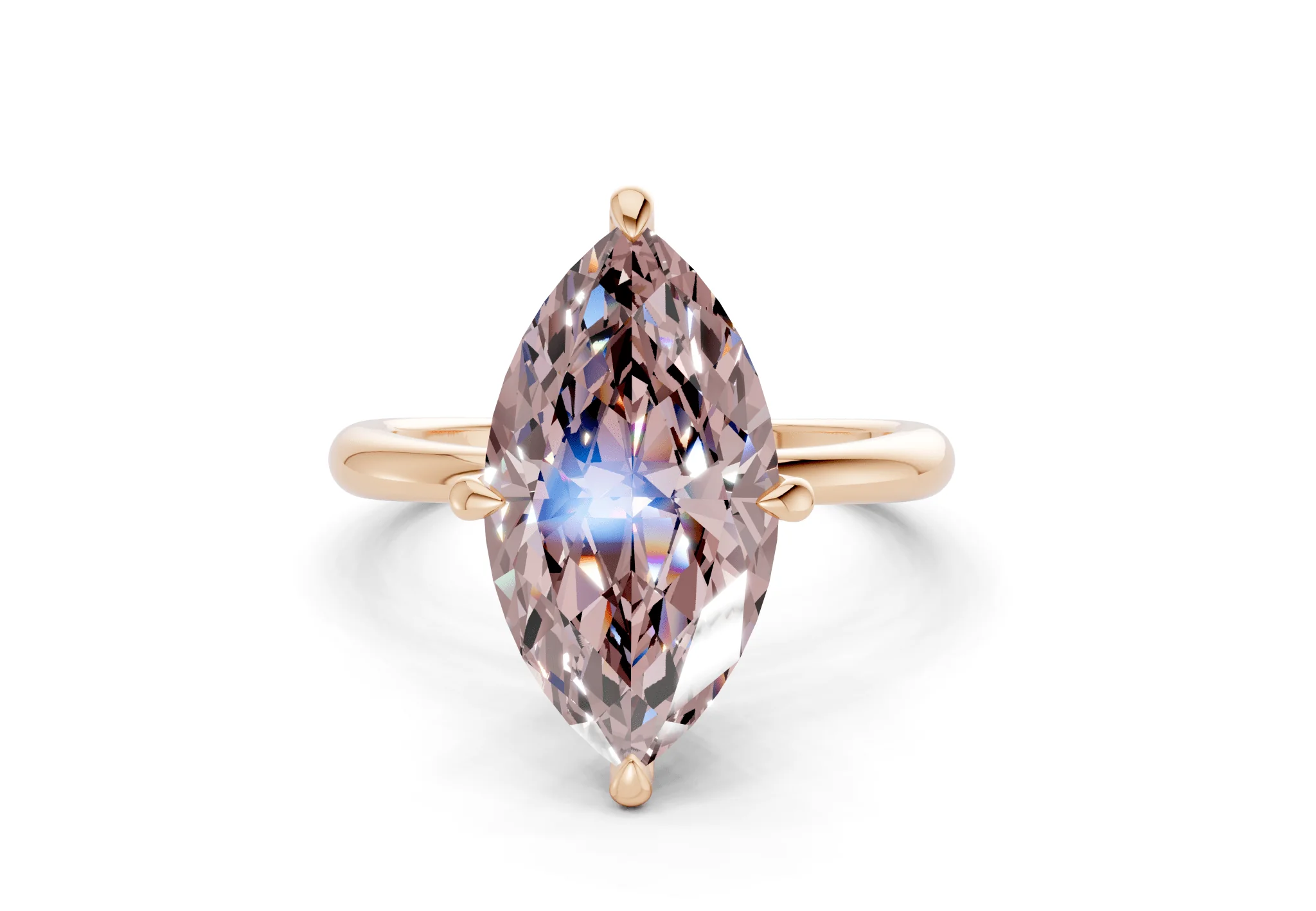 Marlowe Pink Diamond Solitaire Marquise Cut 1.6mm Engagement Ring - Image 4