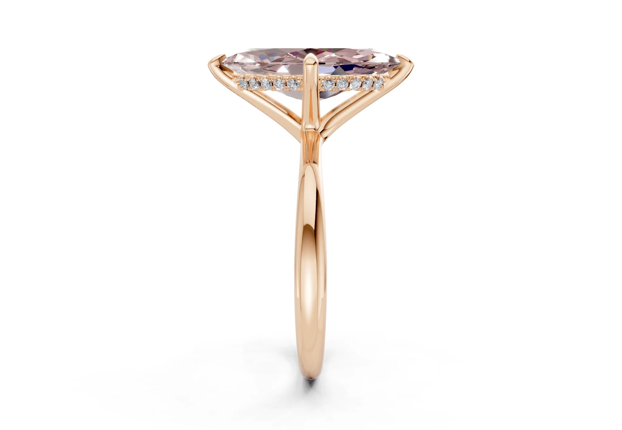 Marlowe Pink Diamond Solitaire Marquise Cut 1.6mm Engagement Ring - Image 6