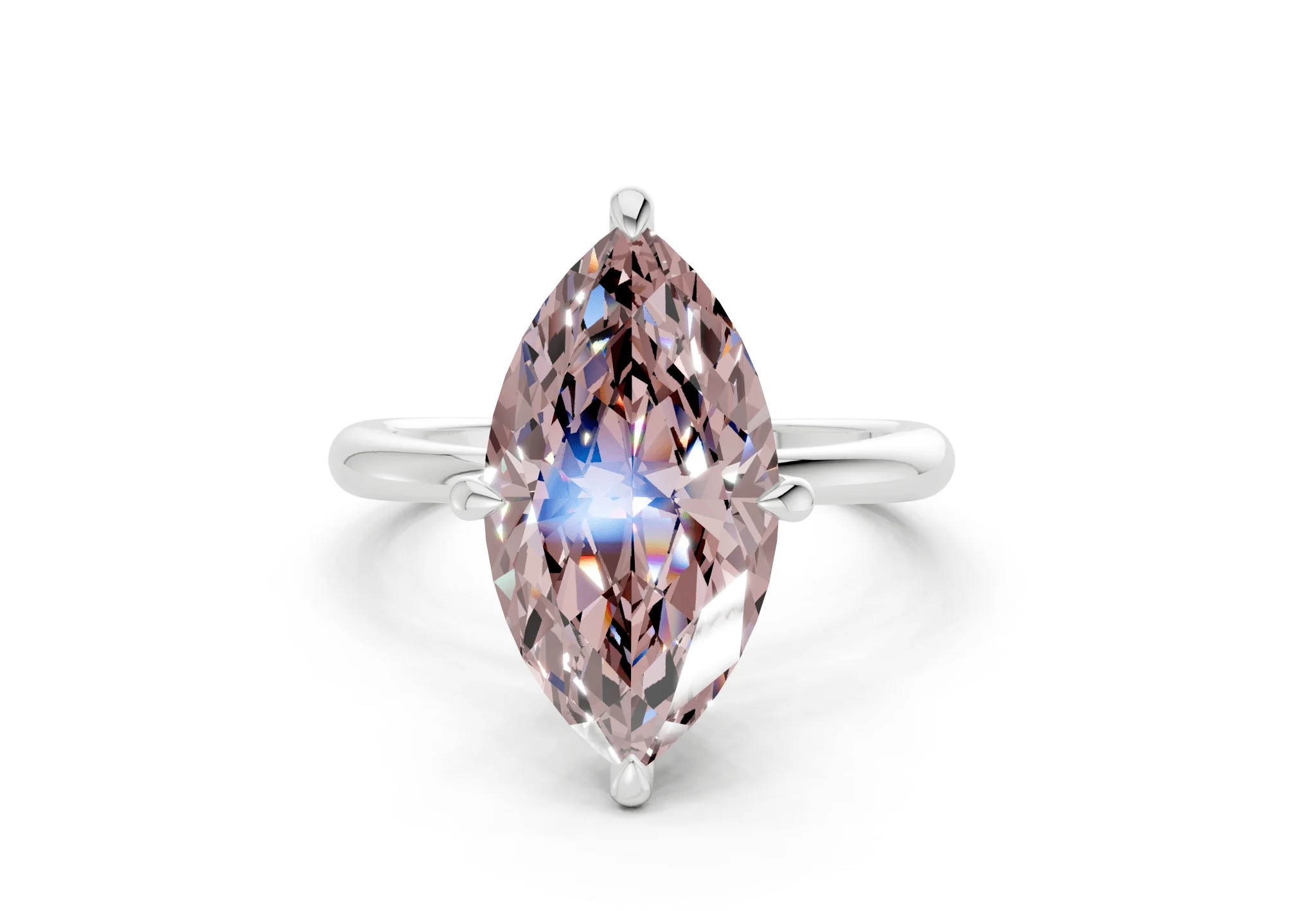 Marlowe Pink Diamond Solitaire Marquise Cut 1.6mm Engagement Ring - Image 7