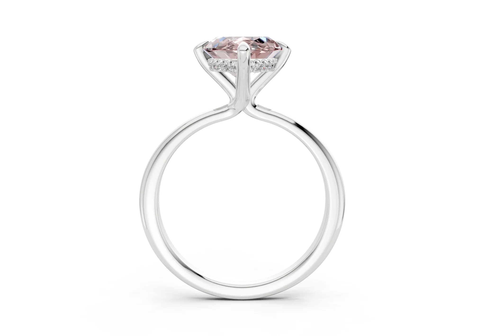 Marlowe Pink Diamond Solitaire Marquise Cut 1.6mm Engagement Ring - Image 8