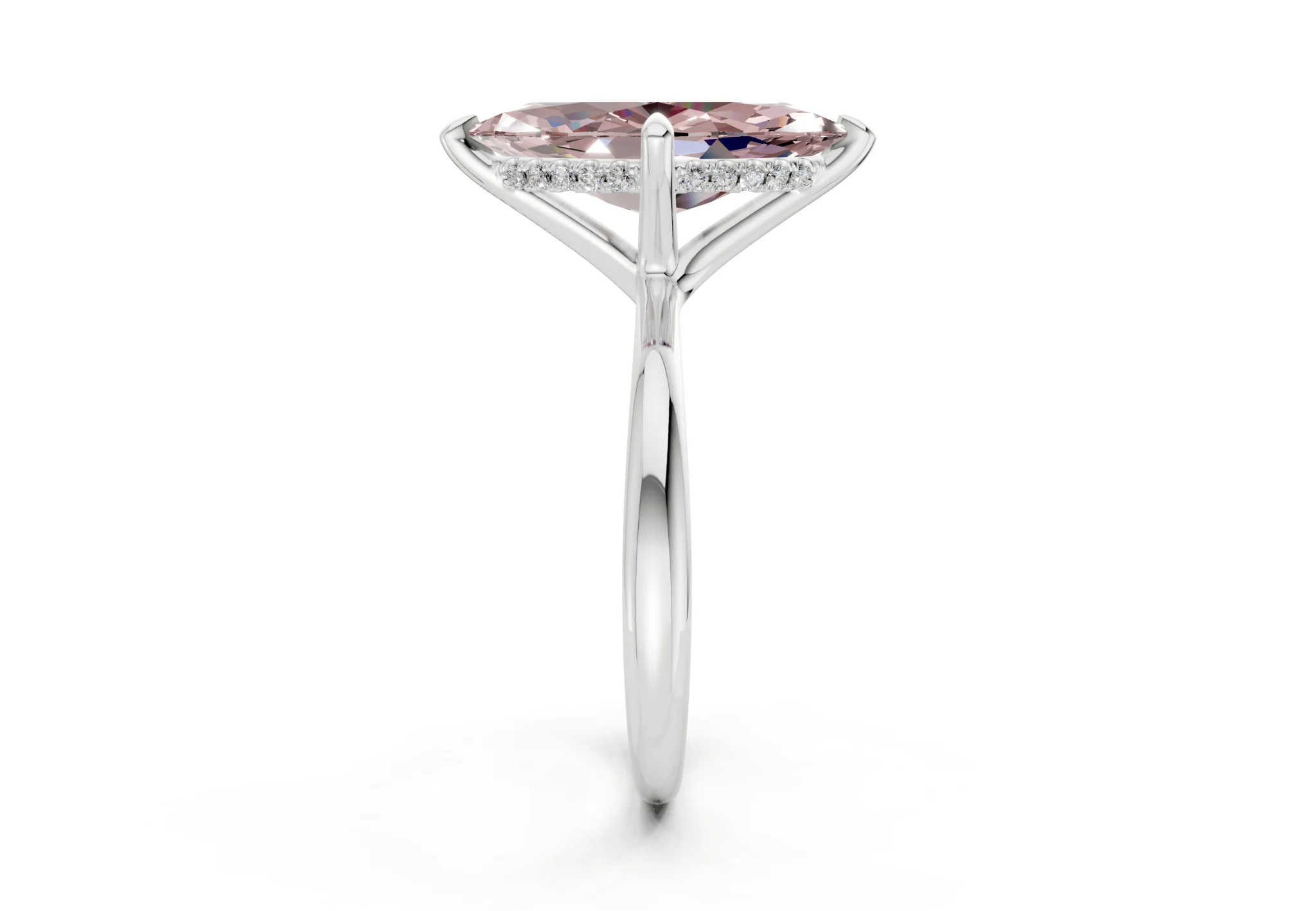 Marlowe Pink Diamond Solitaire Marquise Cut 1.6mm Engagement Ring - Image 9