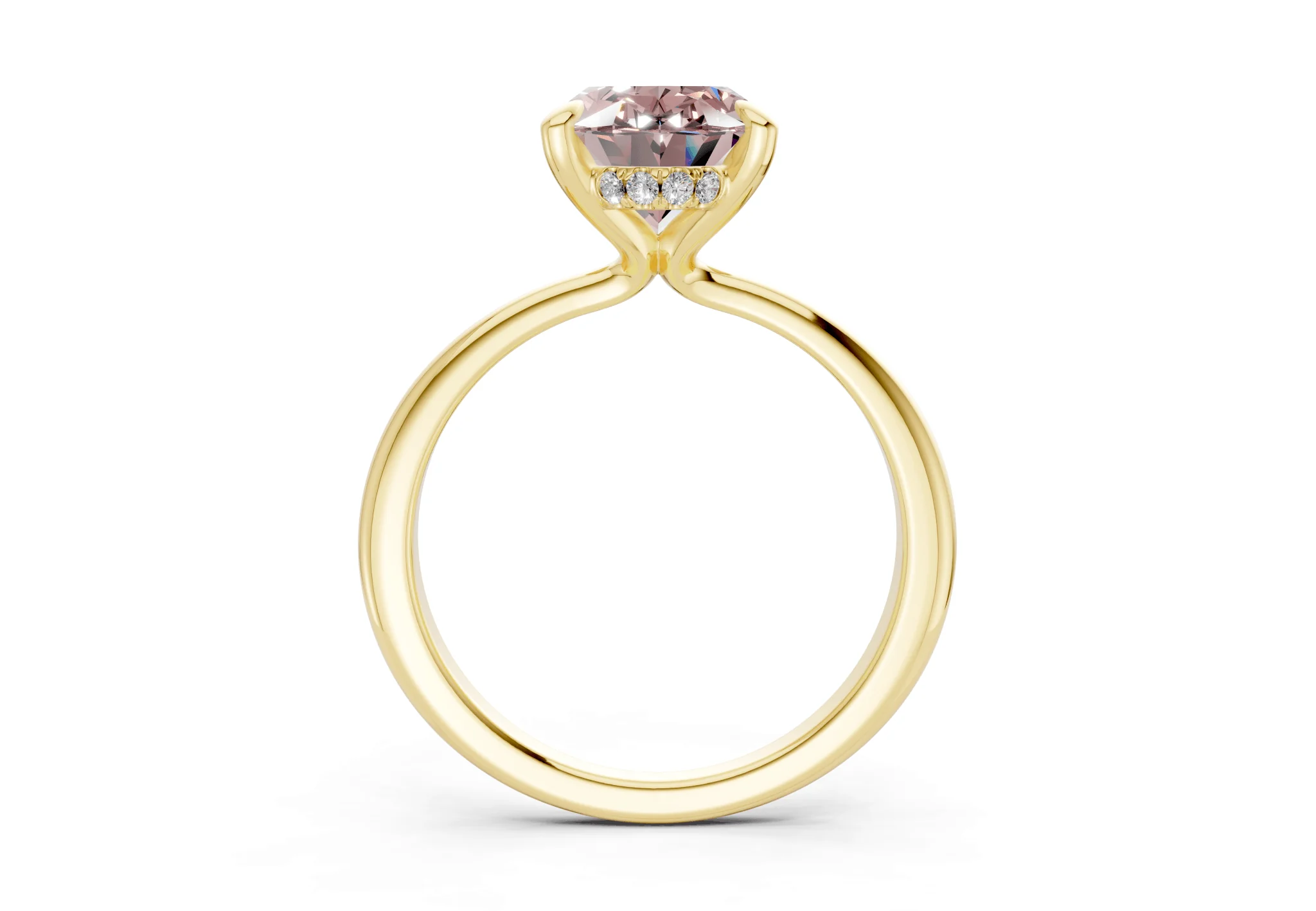 Marlowe Pink Diamond Solitaire Oval Cut 1.6mm Engagement Ring - Image 2
