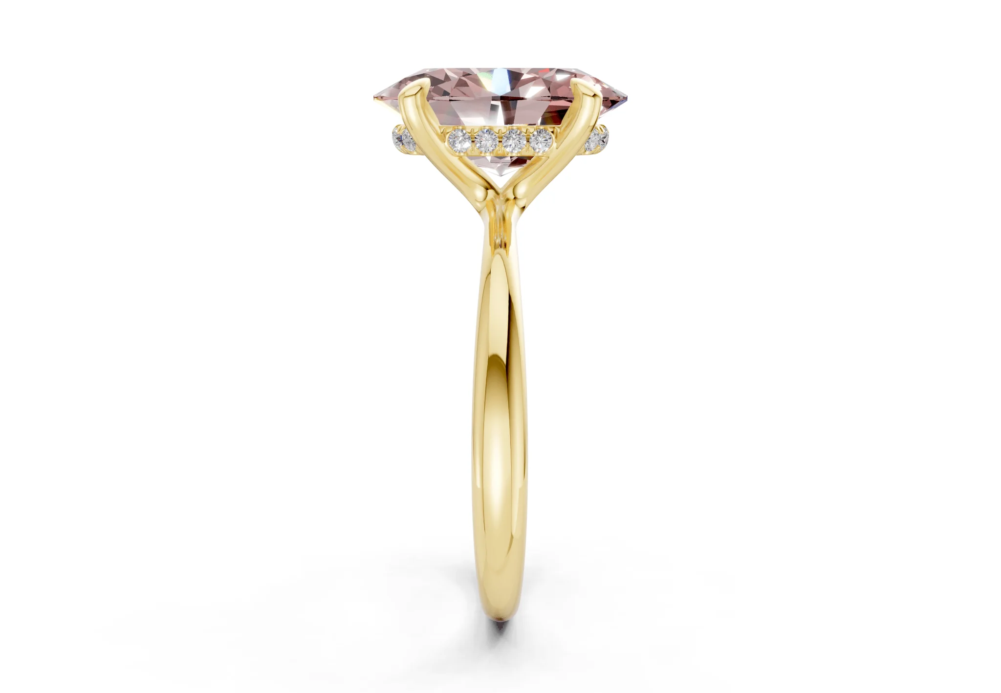 Marlowe Pink Diamond Solitaire Oval Cut 1.6mm Engagement Ring - Image 3