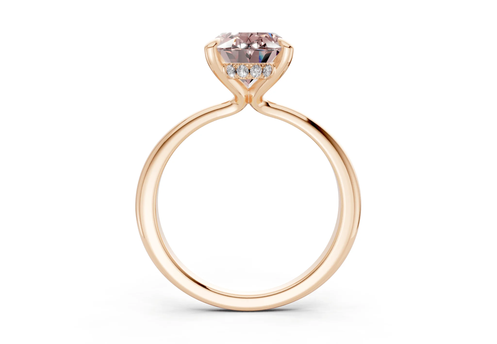 Marlowe Pink Diamond Solitaire Oval Cut 1.6mm Engagement Ring - Image 5