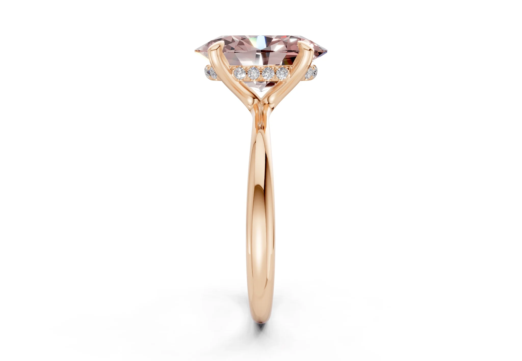 Marlowe Pink Diamond Solitaire Oval Cut 1.6mm Engagement Ring - Image 6