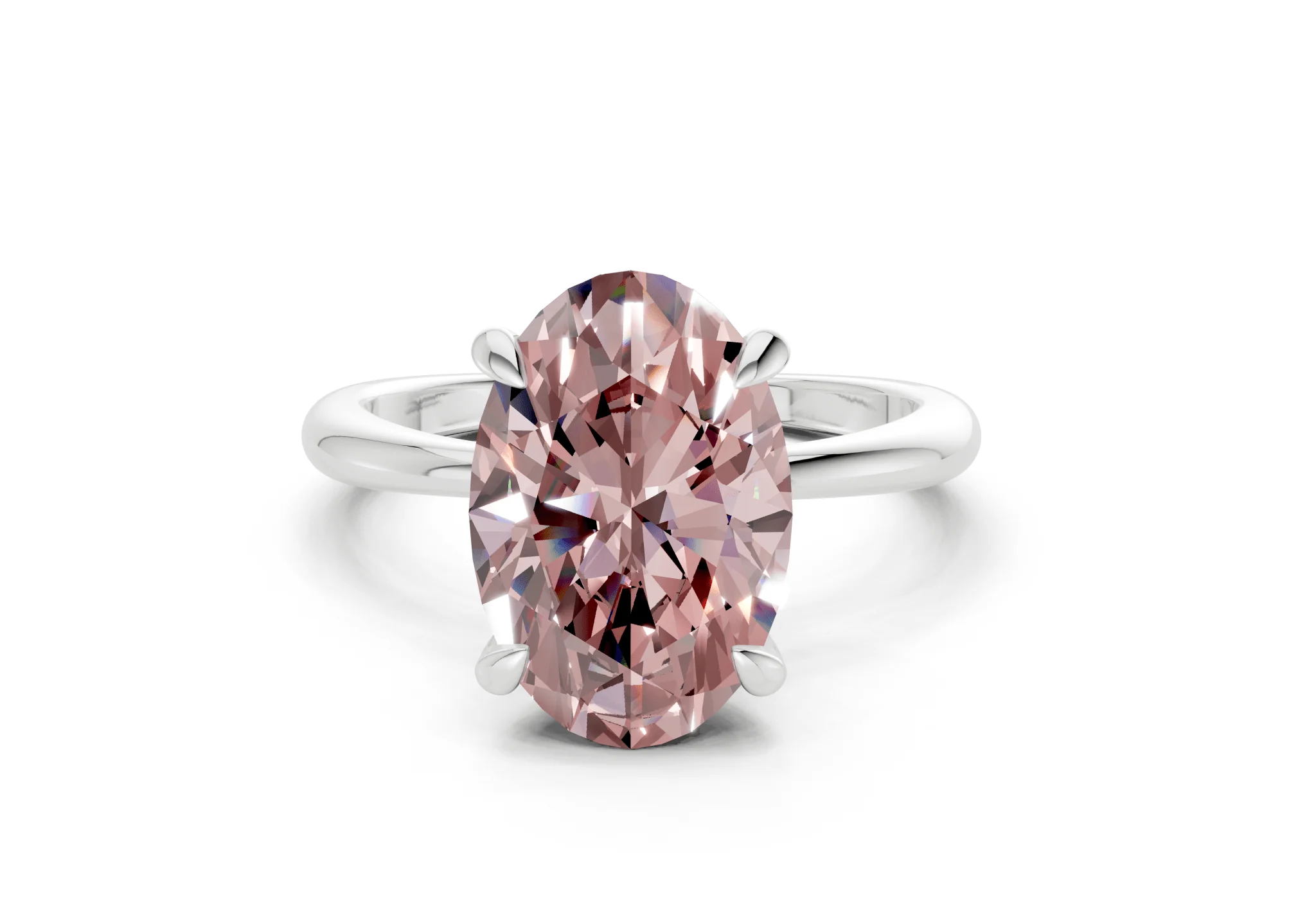 Marlowe Pink Diamond Solitaire Oval Cut 1.6mm Engagement Ring - Image 7
