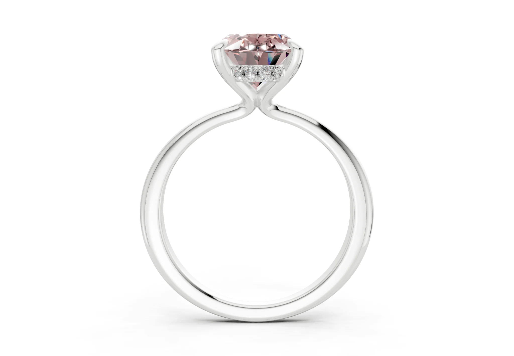 Marlowe Pink Diamond Solitaire Oval Cut 1.6mm Engagement Ring - Image 8