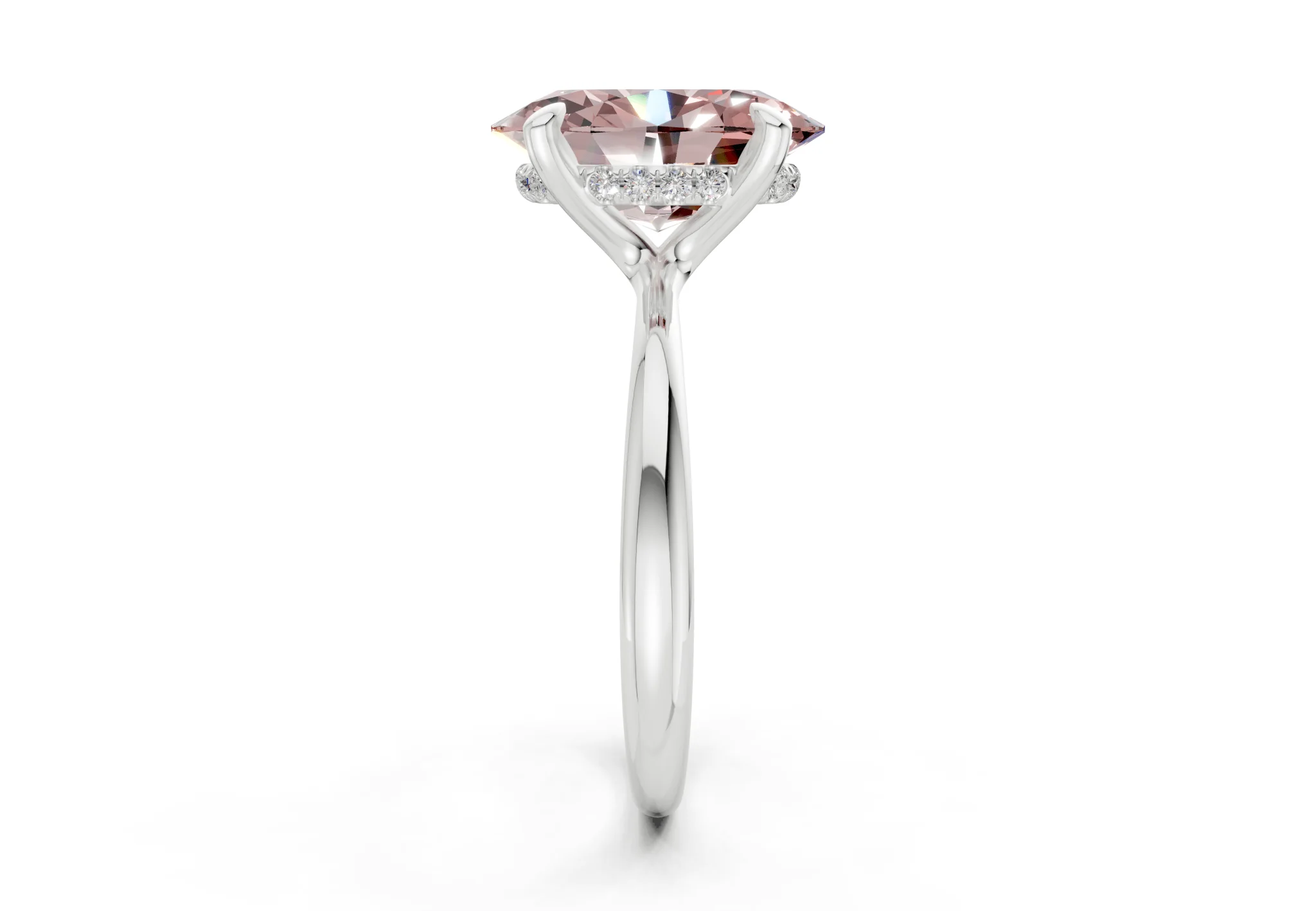 Marlowe Pink Diamond Solitaire Oval Cut 1.6mm Engagement Ring - Image 9
