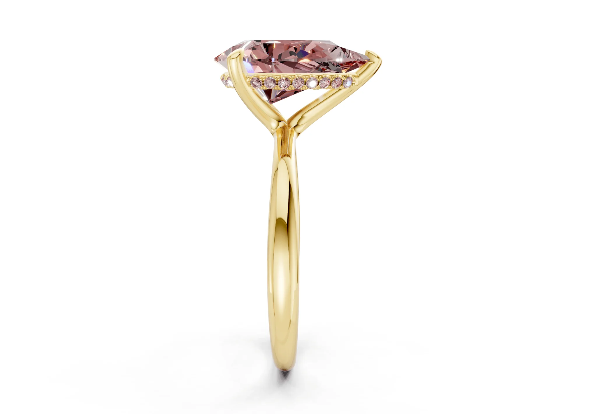 Marlowe Pink Diamond Solitaire Pear Cut 1.6mm Engagement Ring - Image 3