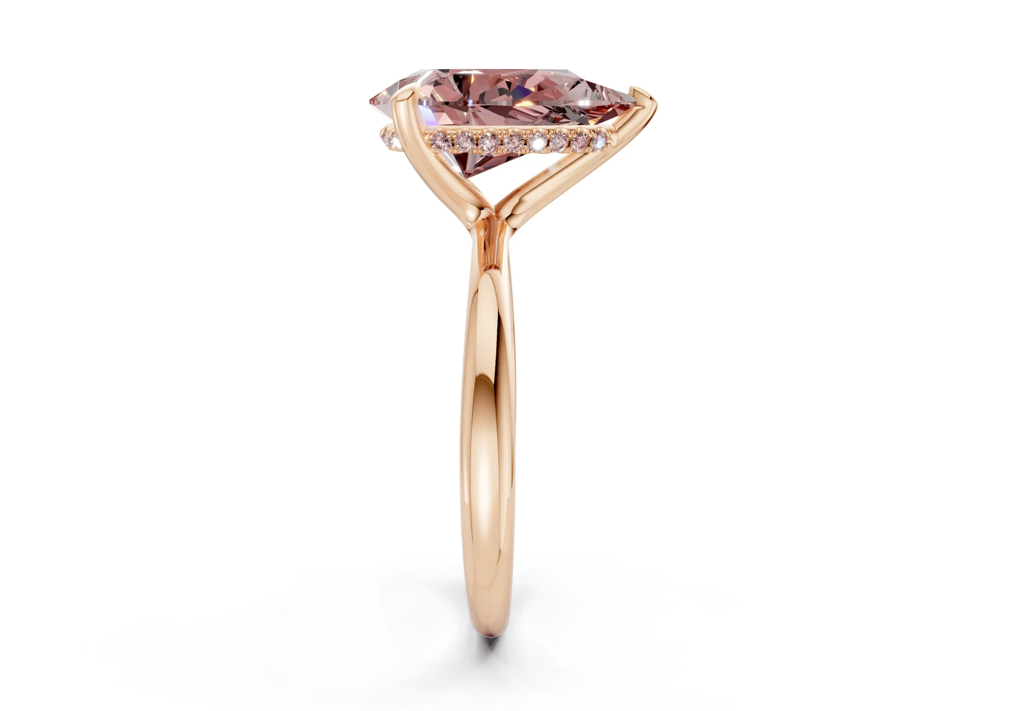 Marlowe Pink Diamond Solitaire Pear Cut 1.6mm Engagement Ring - Image 6