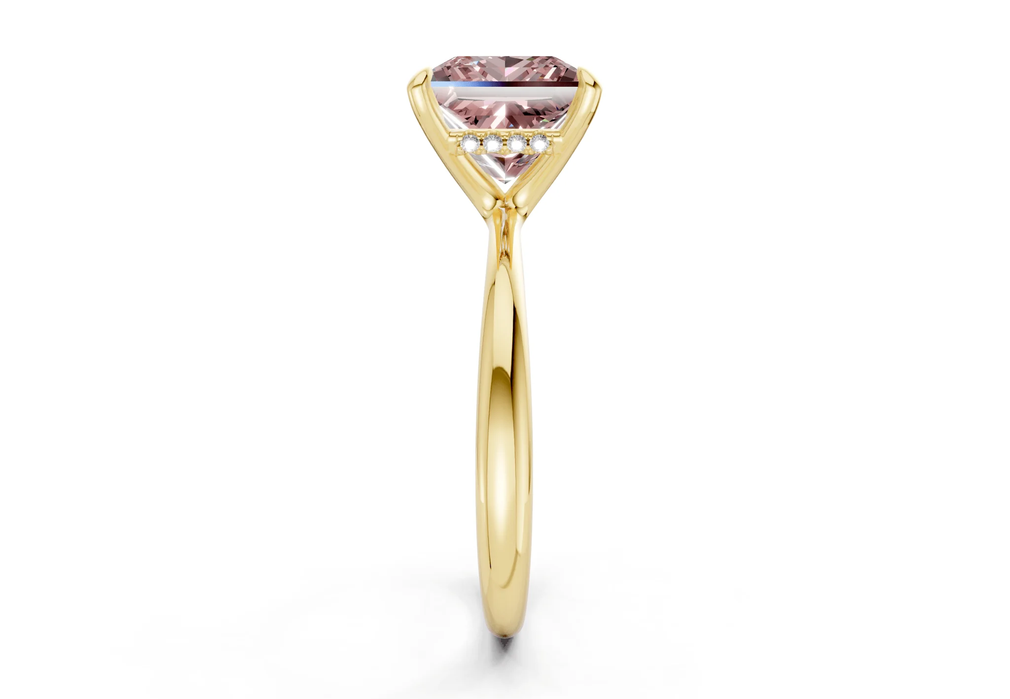 Marlowe Pink Diamond Solitaire Princess Cut 1.6mm Engagement Ring - Image 3