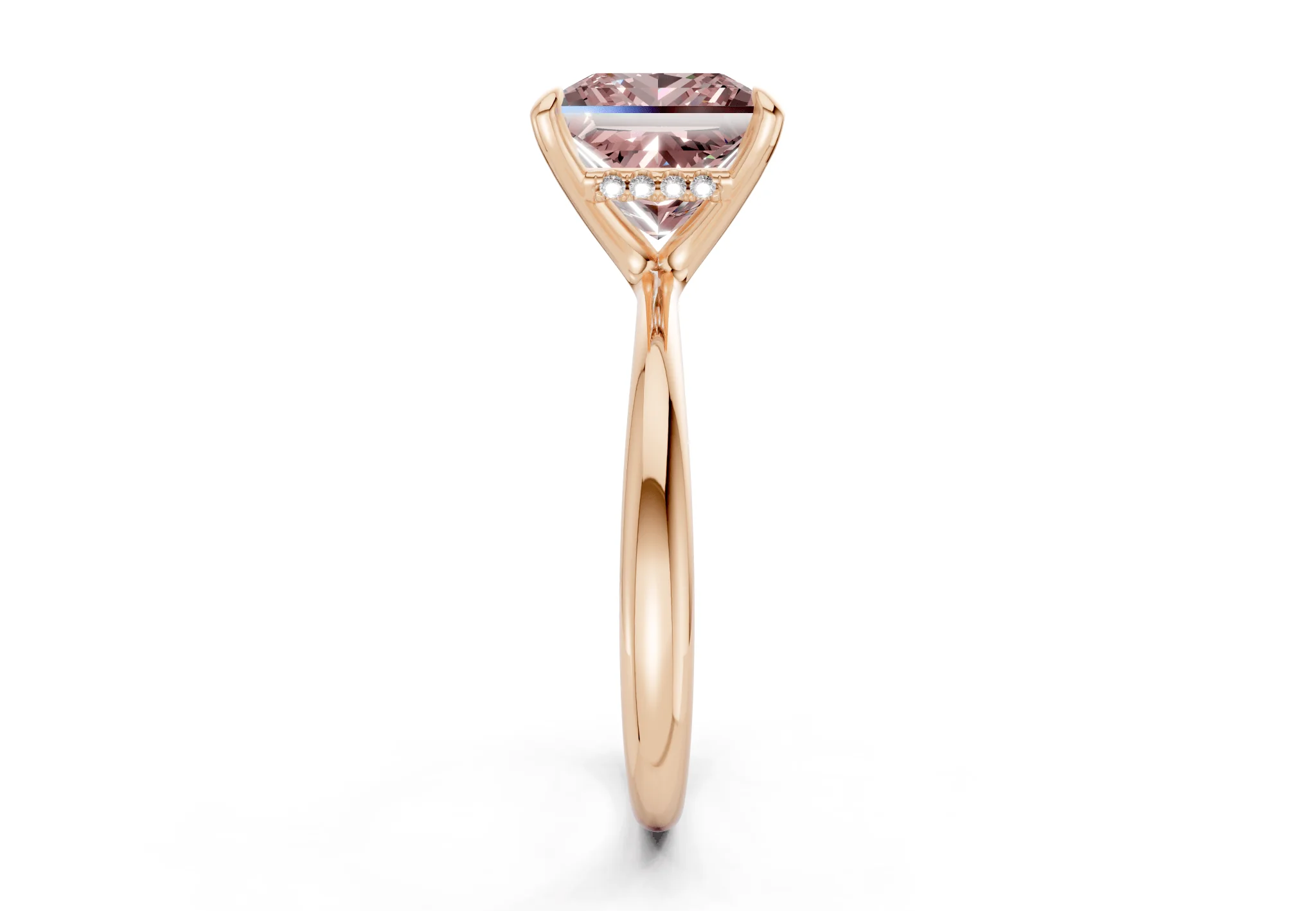 Marlowe Pink Diamond Solitaire Princess Cut 1.6mm Engagement Ring - Image 6