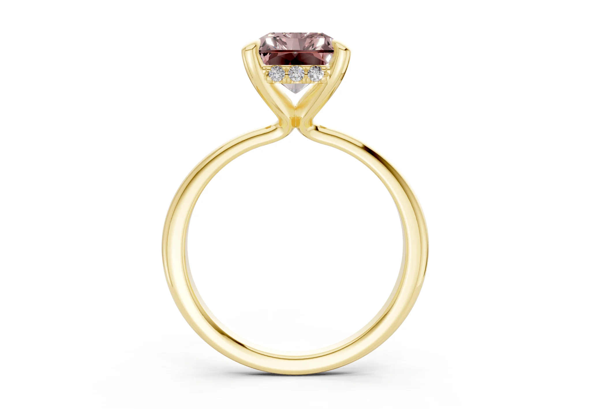 Marlowe Pink Diamond Solitaire Radiant Cut 1.6mm Engagement Ring - Image 2