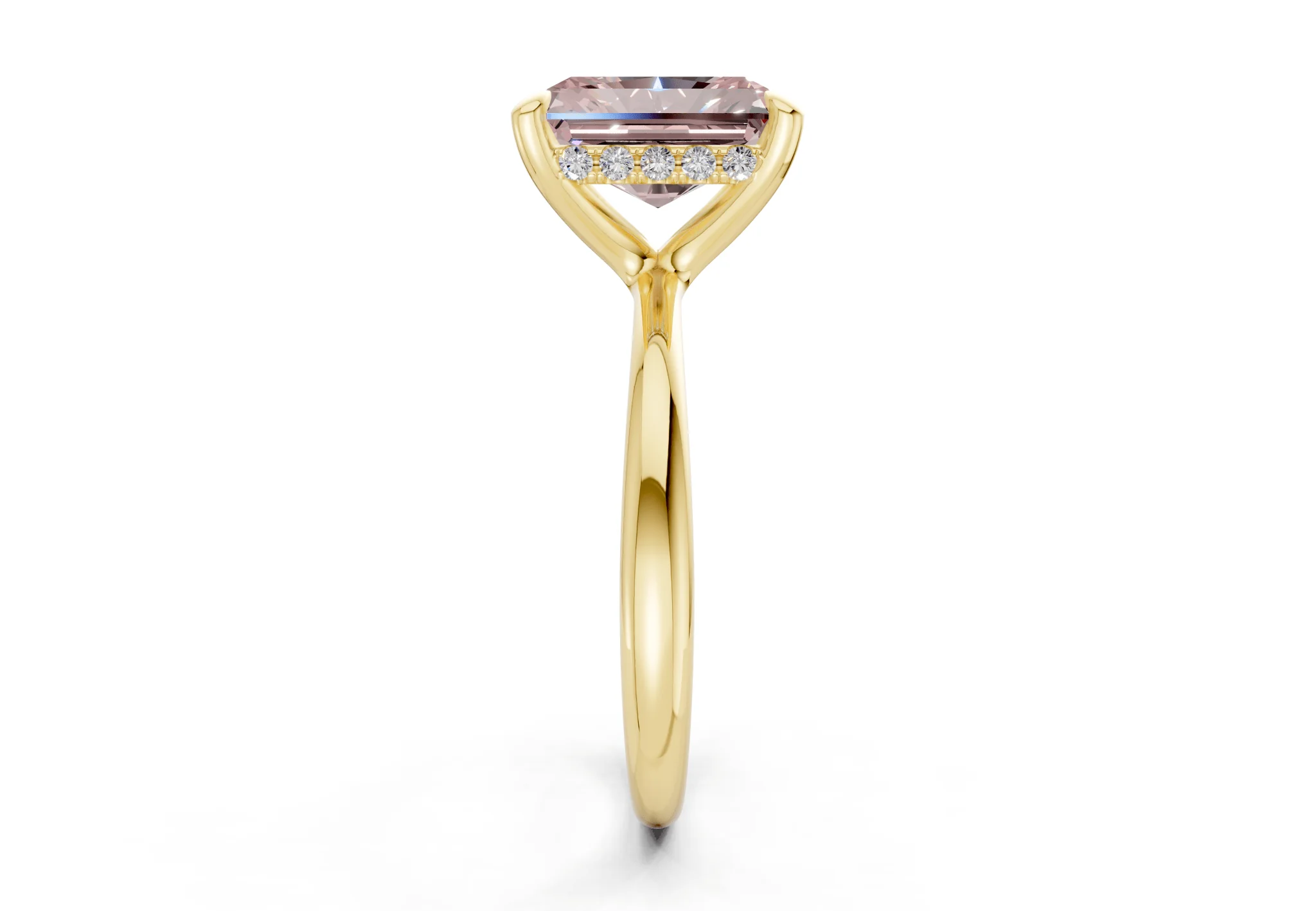 Marlowe Pink Diamond Solitaire Radiant Cut 1.6mm Engagement Ring - Image 3