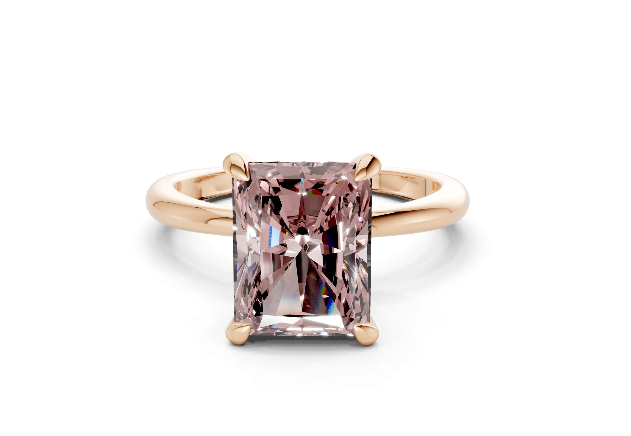 Marlowe Pink Diamond Solitaire Radiant Cut 1.6mm Engagement Ring - Image 4