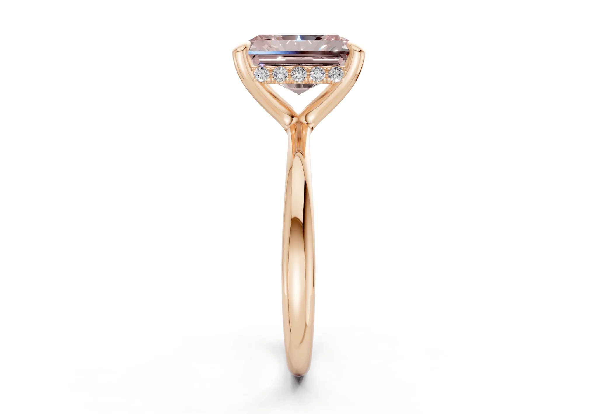 Marlowe Pink Diamond Solitaire Radiant Cut 1.6mm Engagement Ring - Image 6