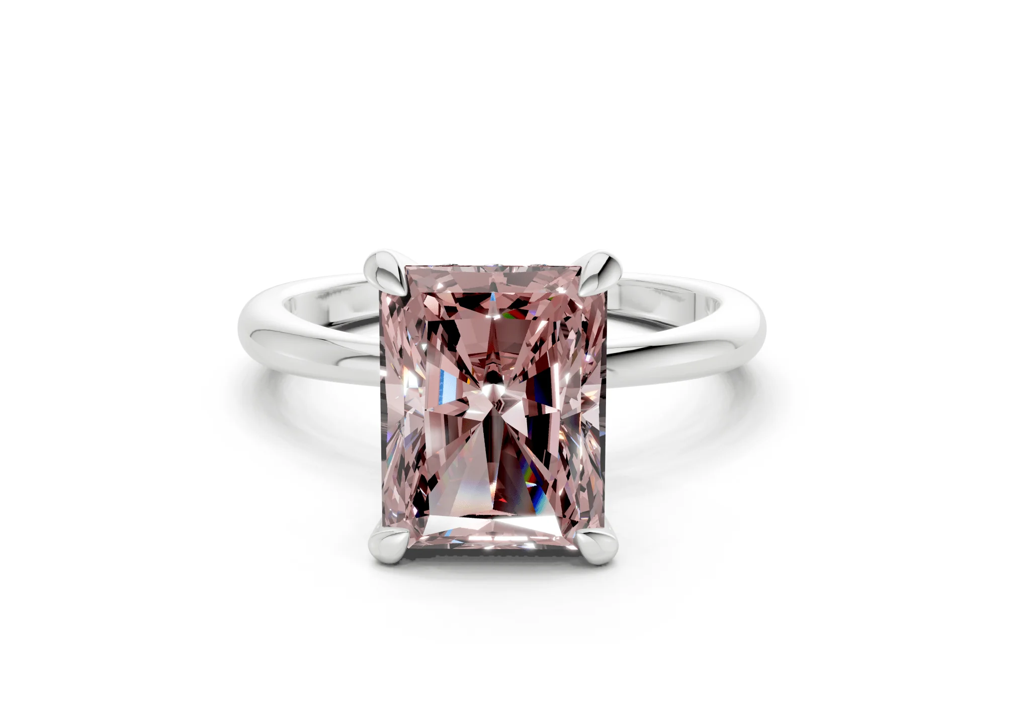 Marlowe Pink Diamond Solitaire Radiant Cut 1.6mm Engagement Ring - Image 7