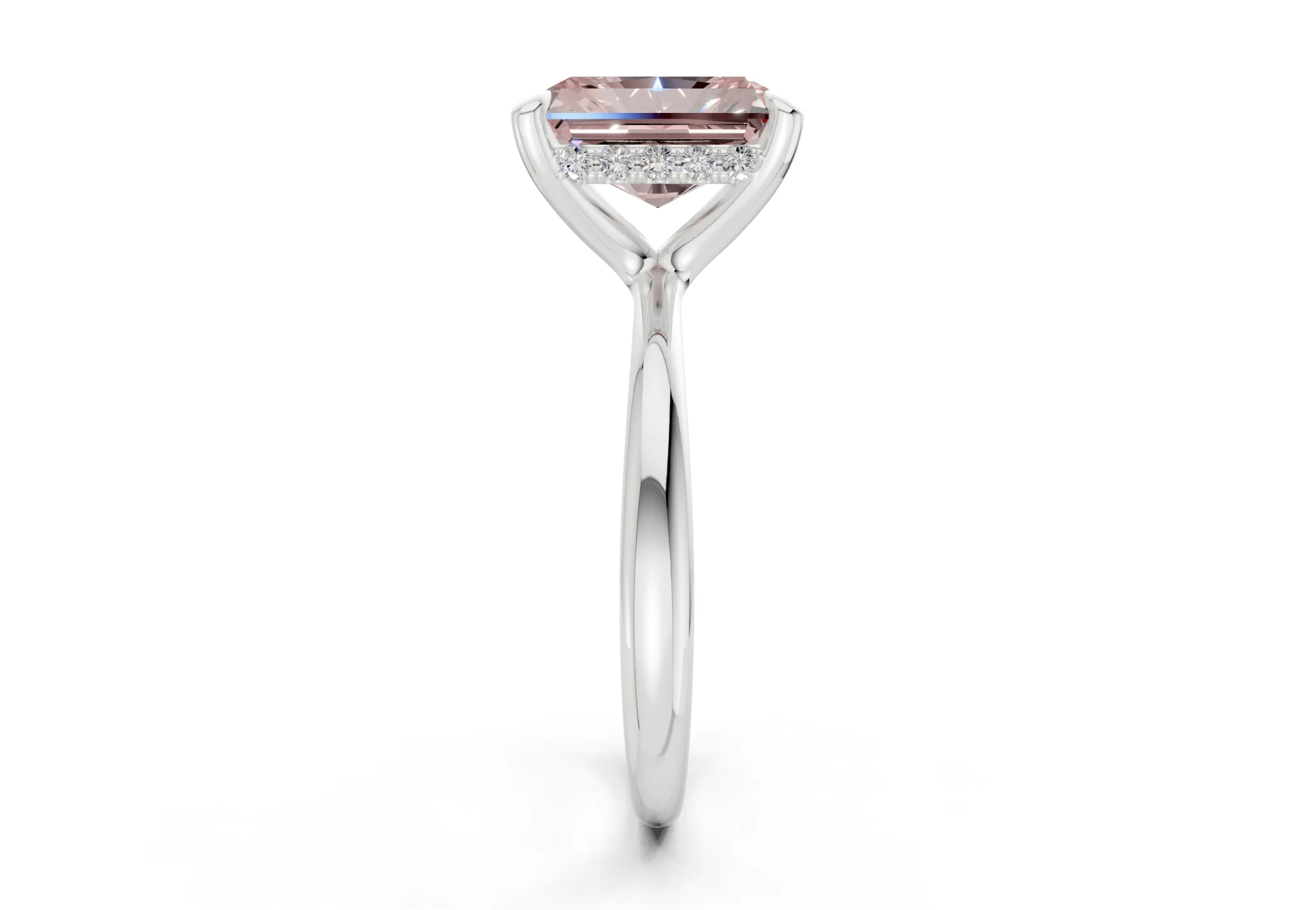 Marlowe Pink Diamond Solitaire Radiant Cut 1.6mm Engagement Ring - Image 9