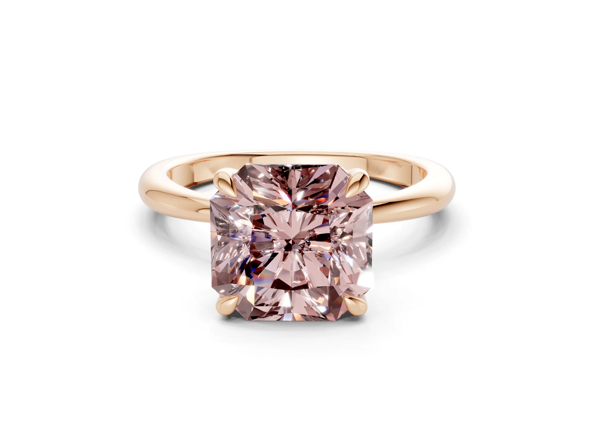 Marlowe Pink Diamond Solitaire Radiant Squareuare Cut 1.6mm Engagement Ring - Image 4