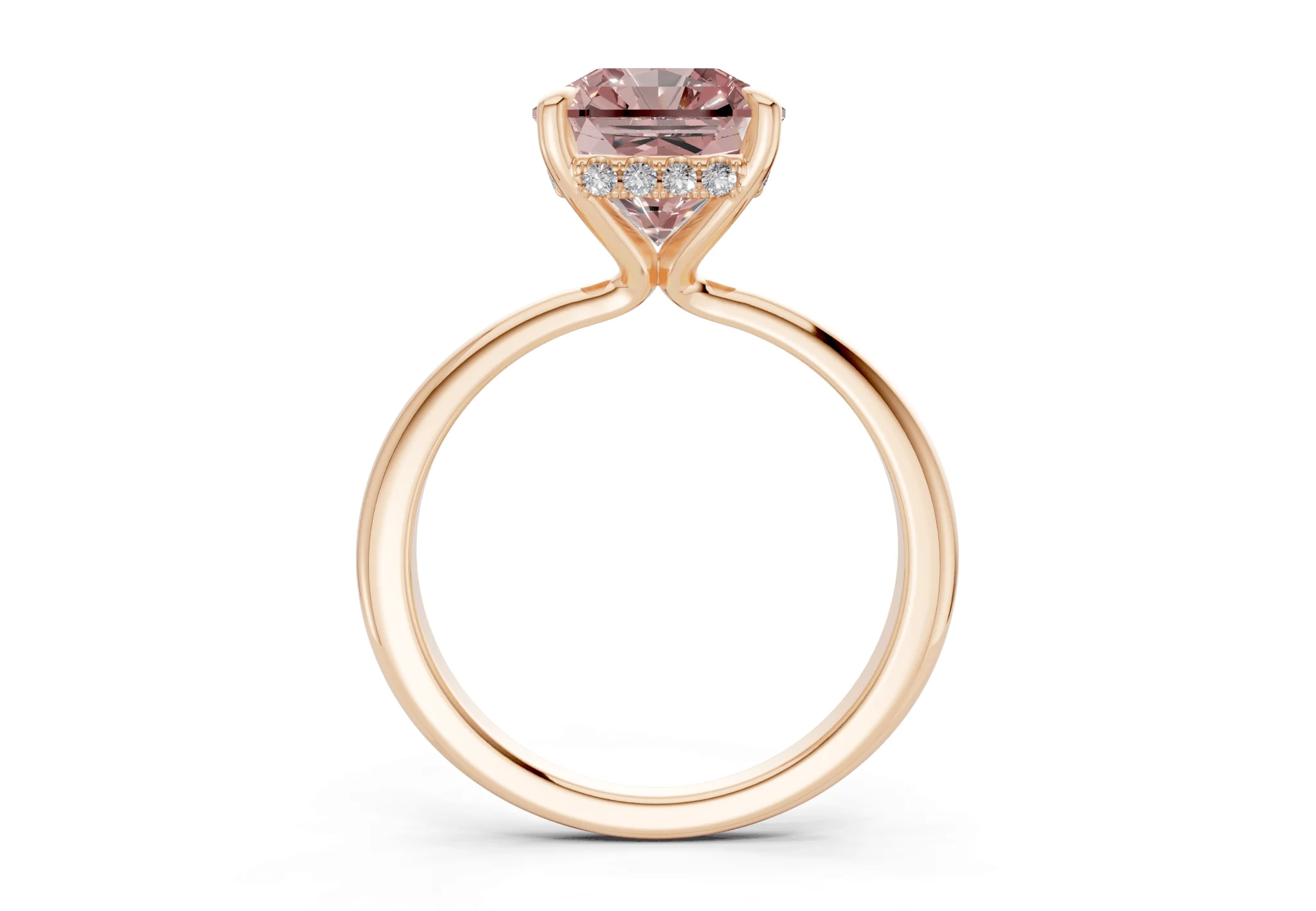 Marlowe Pink Diamond Solitaire Radiant Squareuare Cut 1.6mm Engagement Ring - Image 5