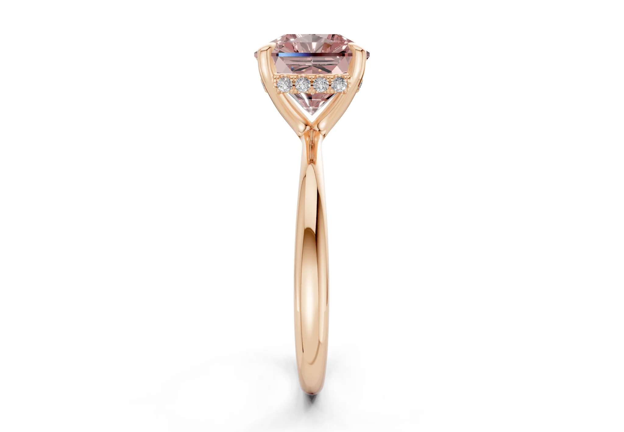 Marlowe Pink Diamond Solitaire Radiant Squareuare Cut 1.6mm Engagement Ring - Image 6