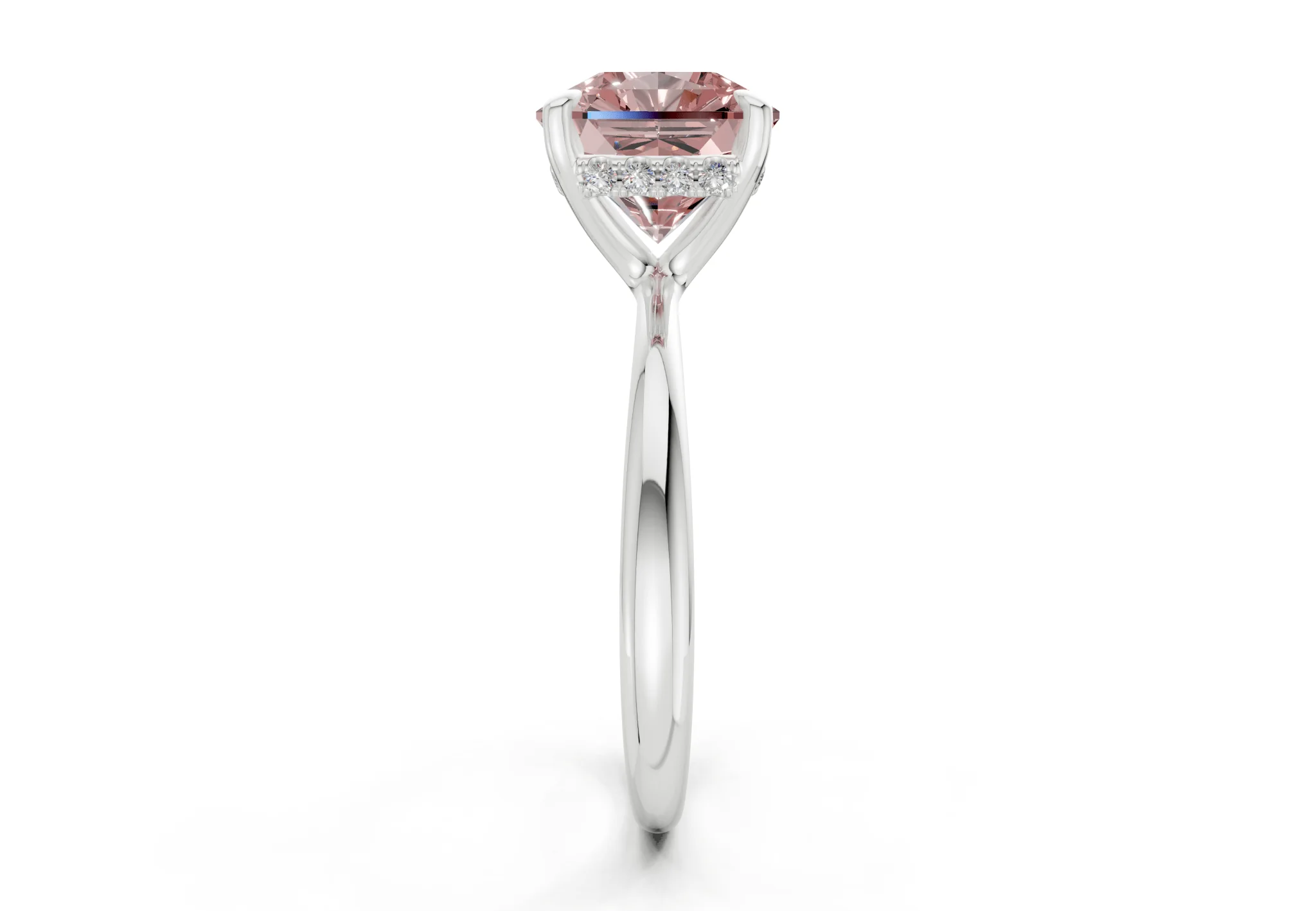 Marlowe Pink Diamond Solitaire Radiant Squareuare Cut 1.6mm Engagement Ring - Image 9